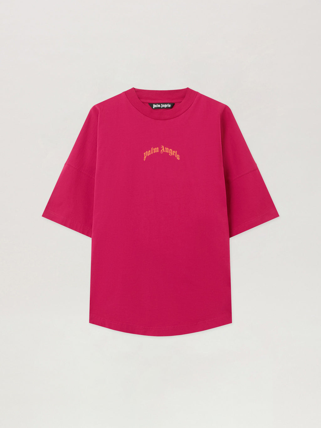 PALM ANGELS Back Curved Logo Over T-Shirt FUCHSIA - ORANGE PMAA10BF25JER001