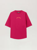 PALM ANGELS Back Curved Logo Over T-Shirt FUCHSIA - ORANGE PMAA10BF25JER001