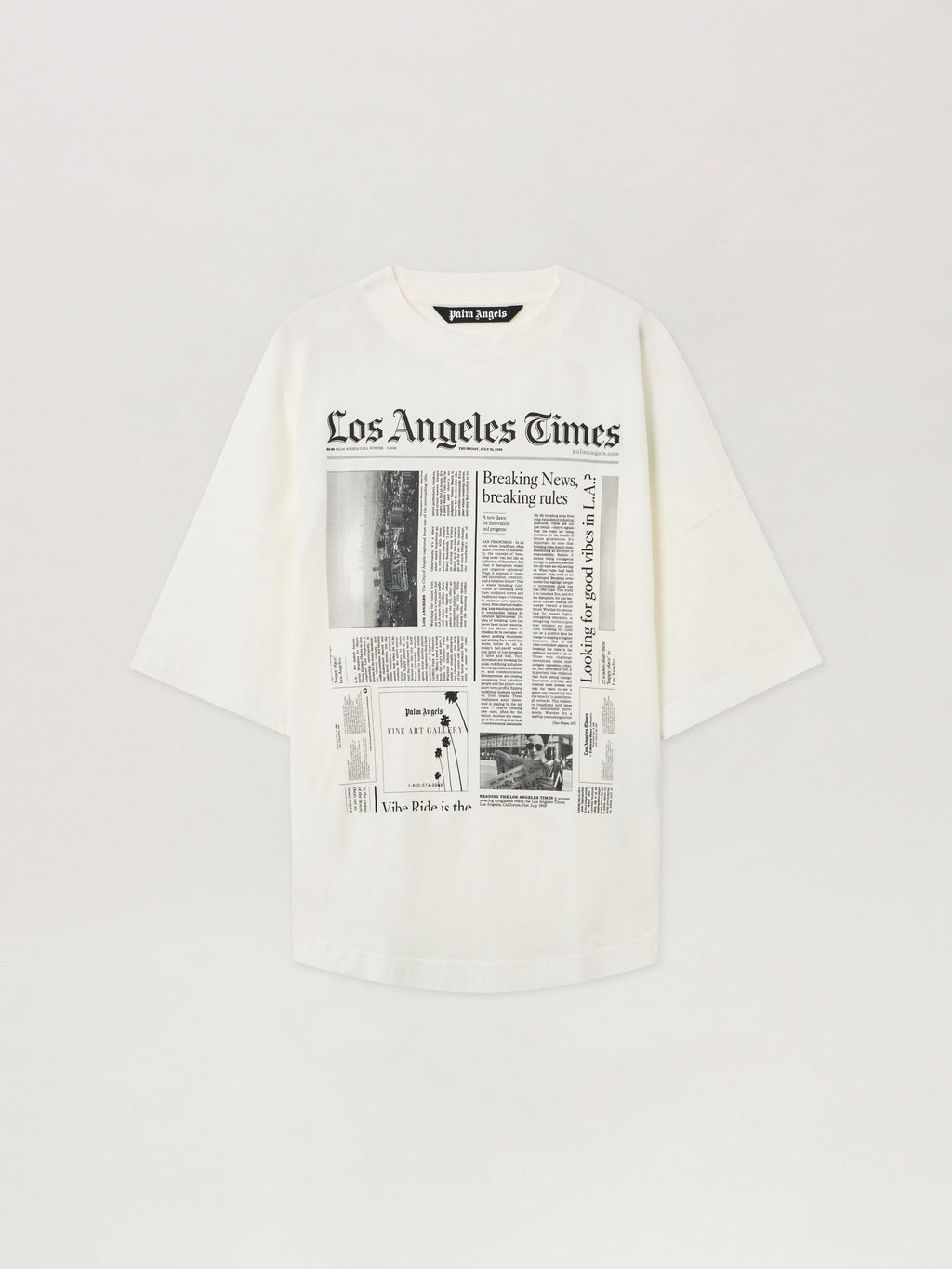 PALM ANGELS PaxLaTimes News Over T-shirt OFF WHITE - BLACK PMAA10BF25JER002