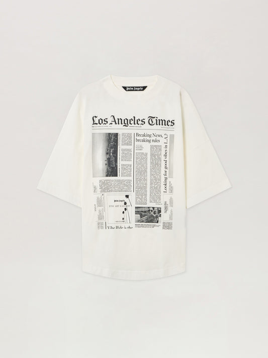 PALM ANGELS PaxLaTimes News Over T-shirt OFF WHITE - BLACK PMAA10BF25JER002