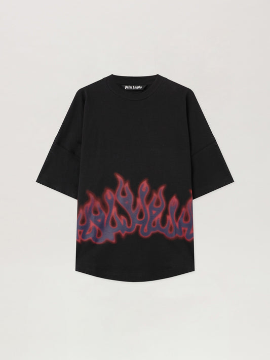 PALM ANGELS Flames Over T-Shirt BLACK - MULTICOLOR PMAA10BF25JER003