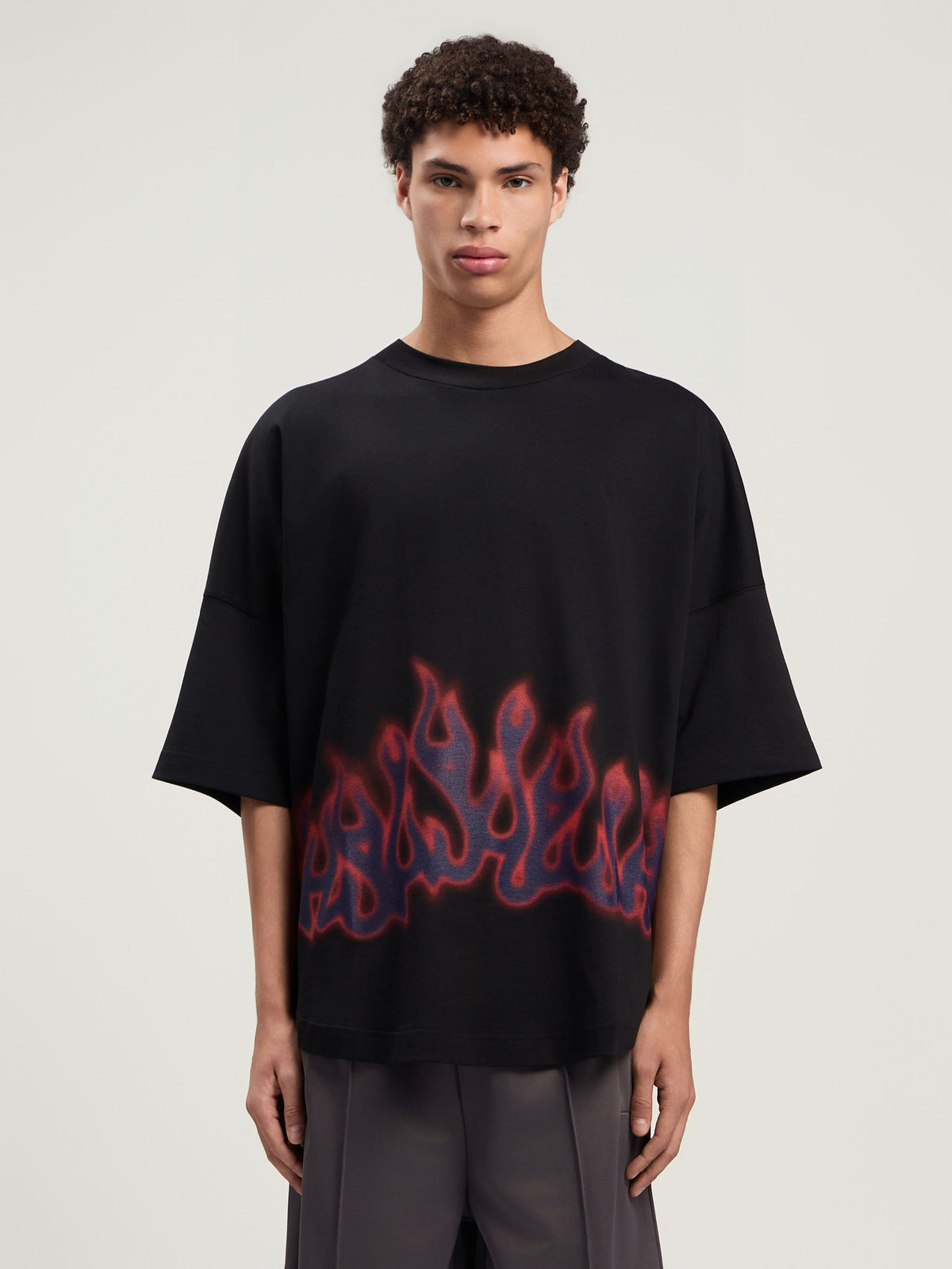 PALM ANGELS Flames Over T-Shirt BLACK - MULTICOLOR PMAA10BF25JER003