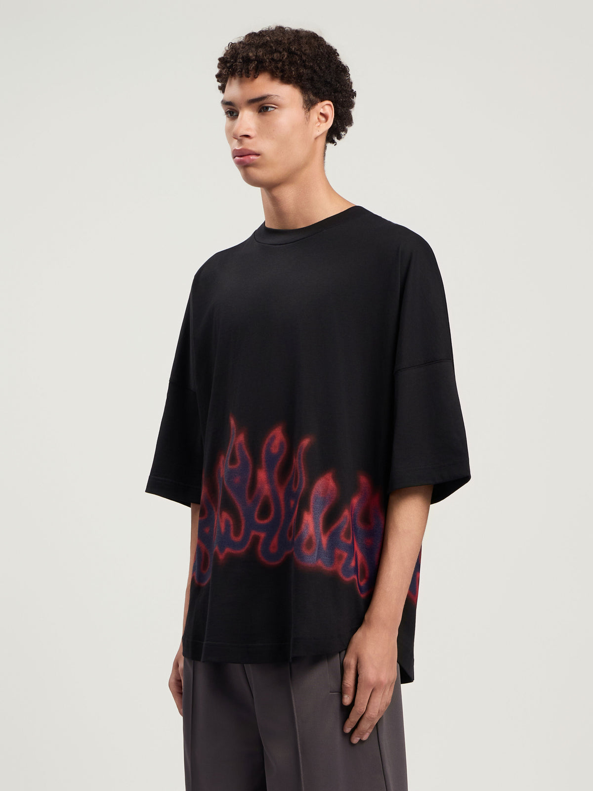 PALM ANGELS Flames Over T-Shirt BLACK - MULTICOLOR PMAA10BF25JER003