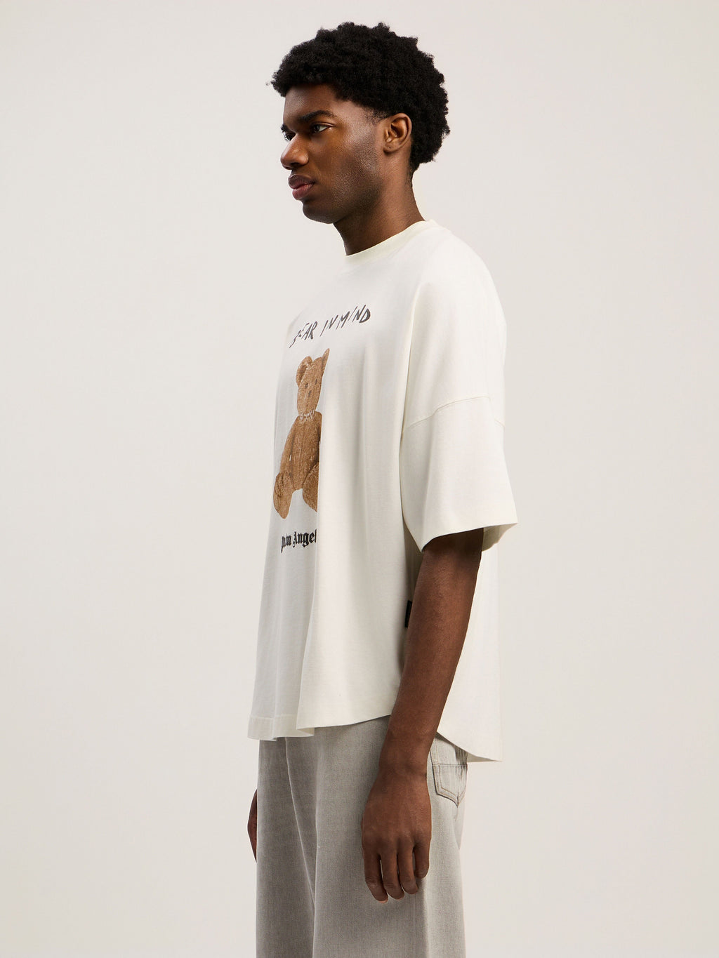 PALM ANGELS Bear In Mind Over T-shirt OFF WHITE - BROWN PMAA10BF25JER004