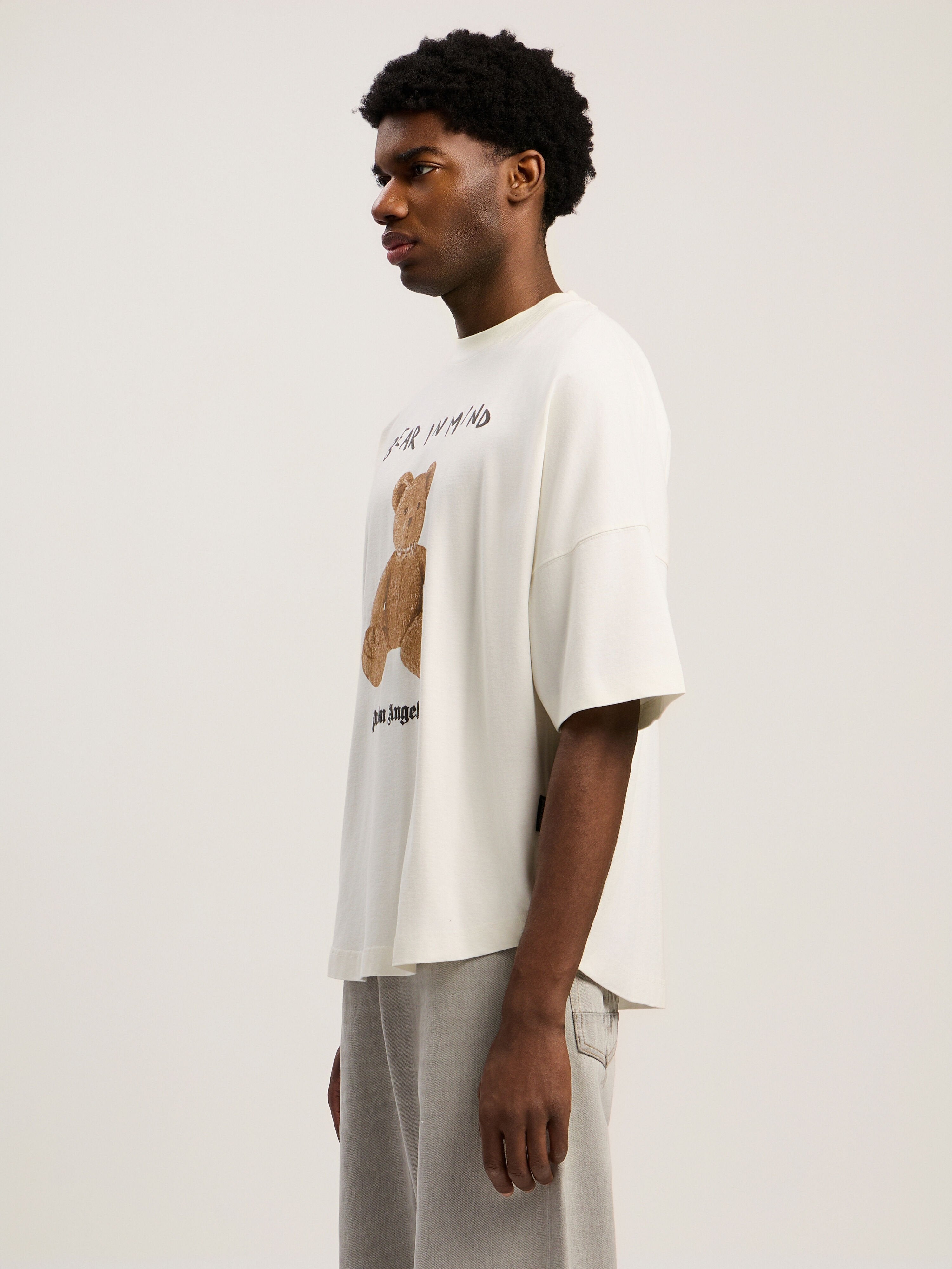 PALM ANGELS Bear In Mind Over T-shirt OFF WHITE - BROWN PMAA10BF25JER004