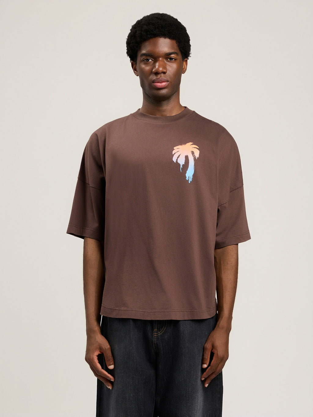 PALM ANGELS I Love PA Over T-Shirt BROWN WHITE PMAA10BS26JER003