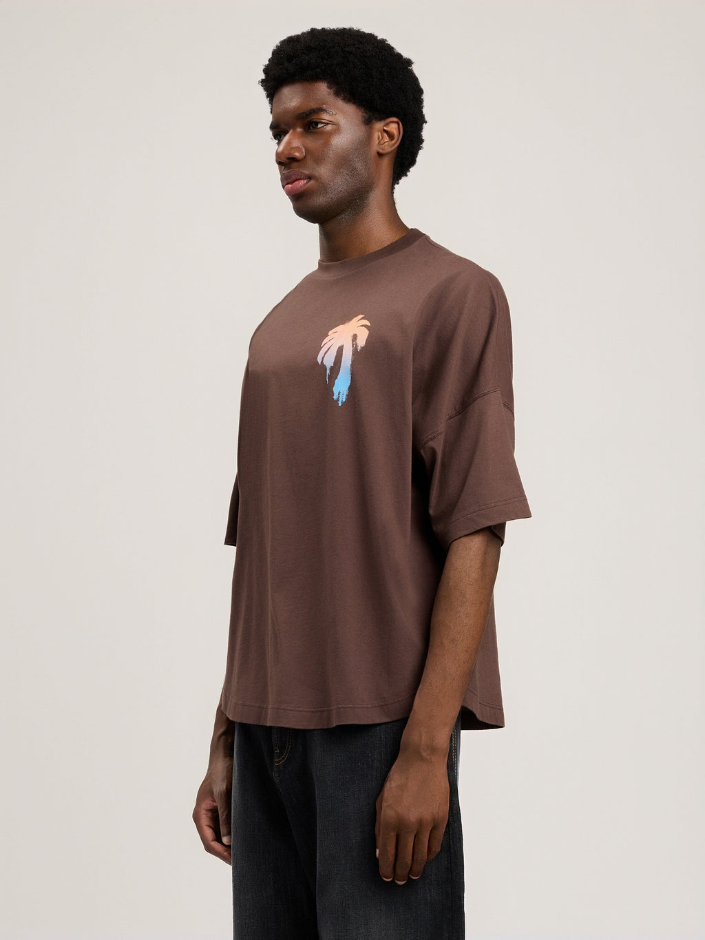 PALM ANGELS I Love PA Over T-Shirt BROWN WHITE PMAA10BS26JER003