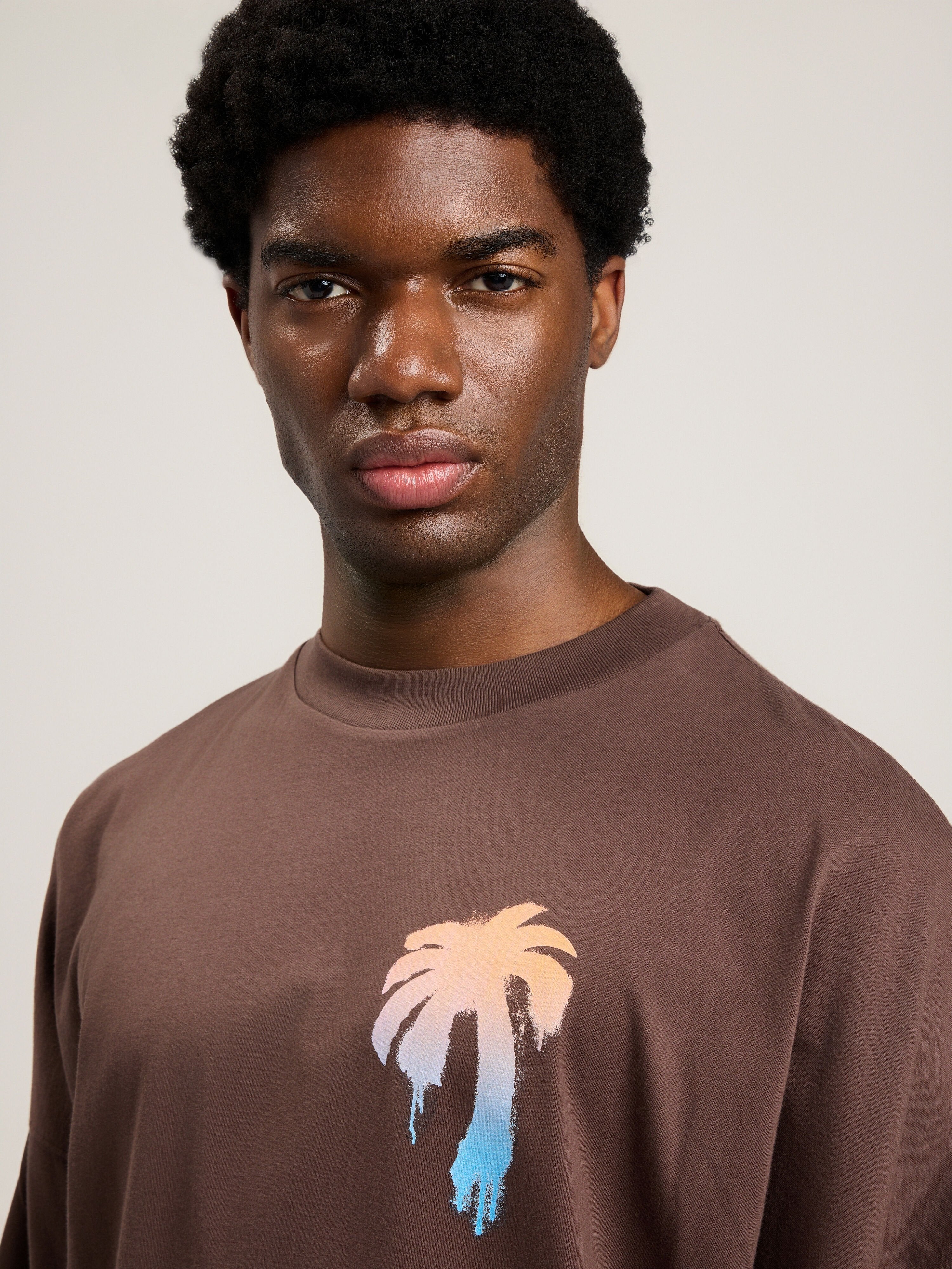 PALM ANGELS I Love PA Over T-Shirt BROWN WHITE PMAA10BS26JER003