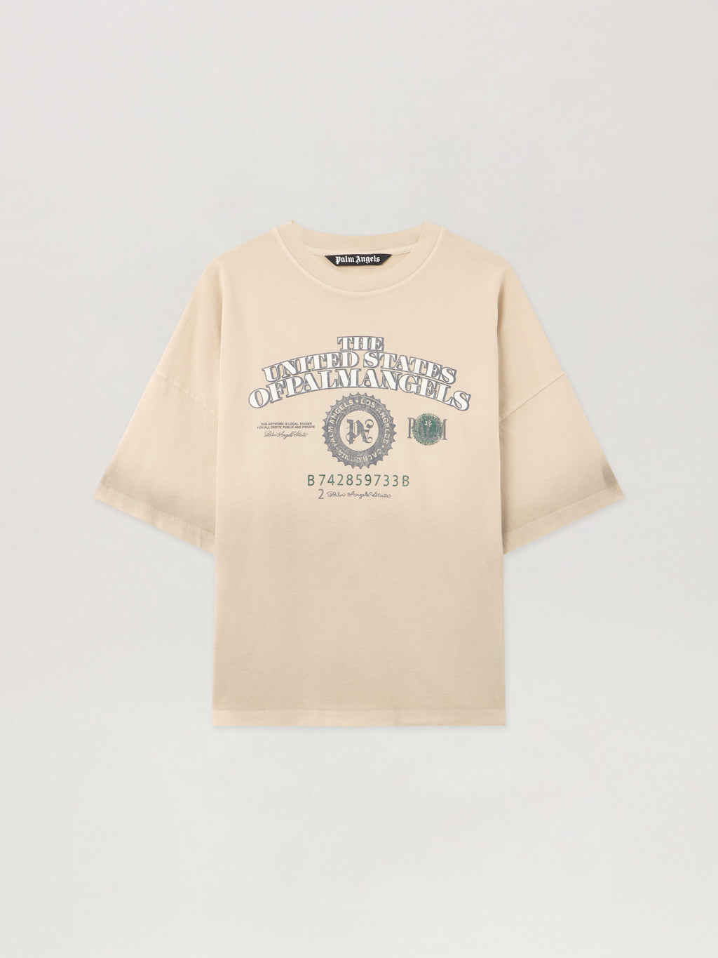PALM ANGELS Pa Dollar Loose T-Shirt IVORY - BLACK PMAA10DF25JER003