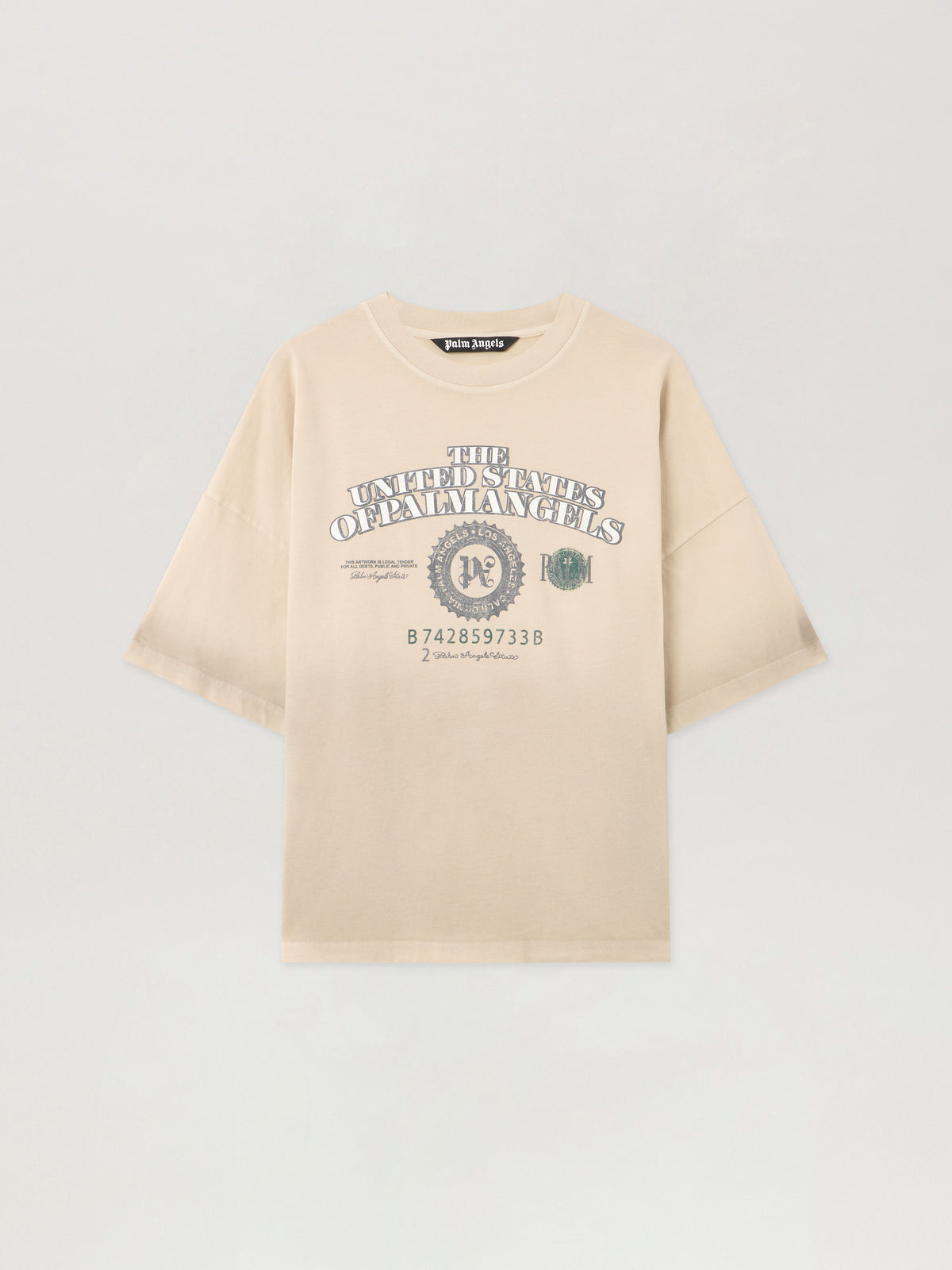 PALM ANGELS Pa Dollar Loose T-Shirt IVORY - BLACK PMAA10DF25JER003