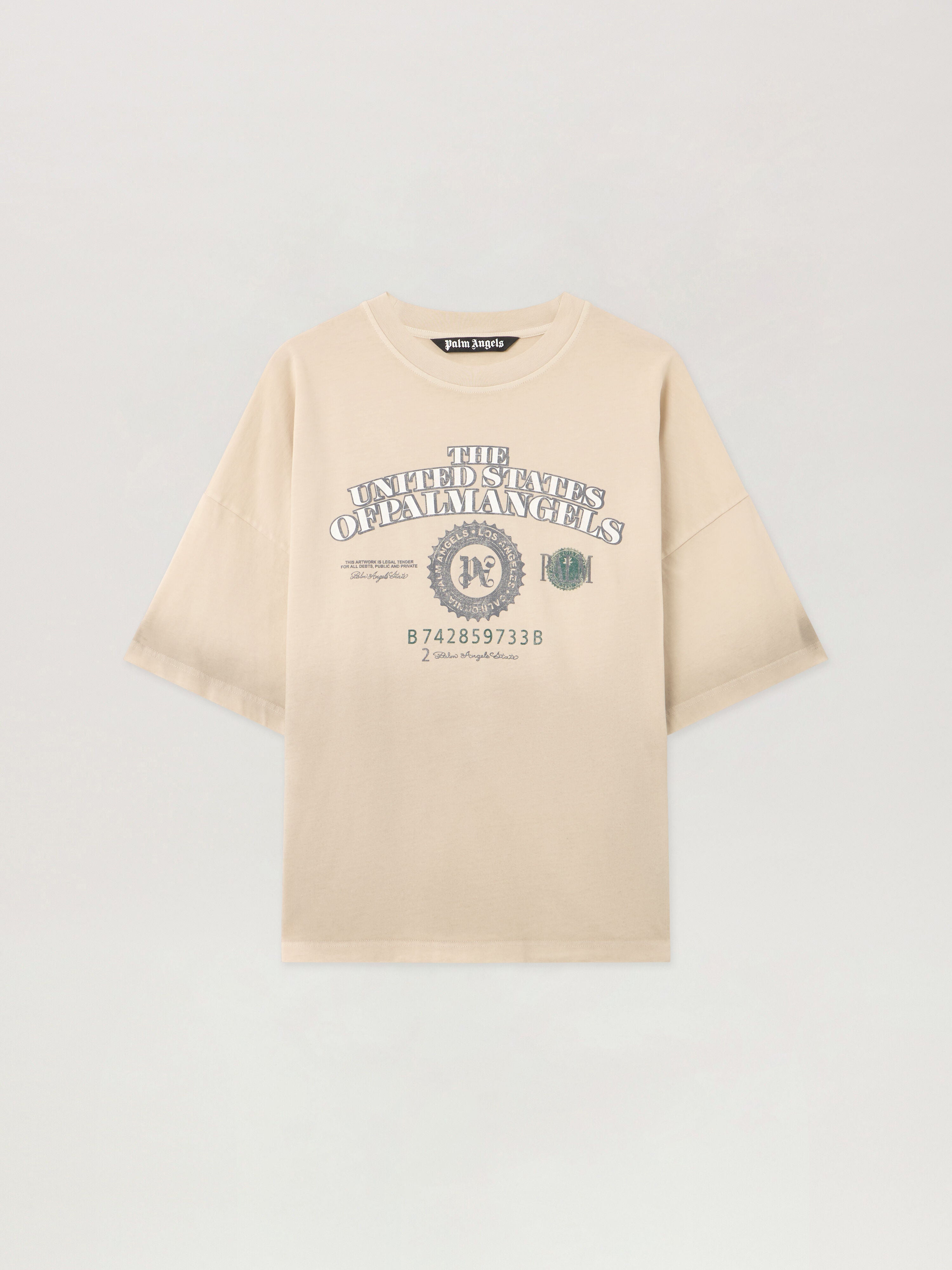 PALM ANGELS Pa Dollar Loose T-Shirt IVORY - BLACK PMAA10DF25JER003