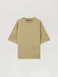 PALM ANGELS Curved Logo Loose Collar T-Shirt ARMY GREEN - DARK GREEN PMAA10HF25JER001
