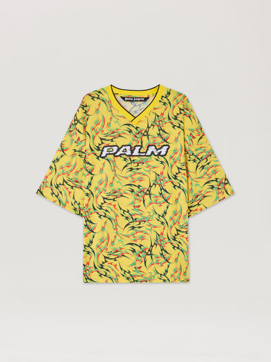 PALM ANGELS Tribal Allover Palm Sport T-Shirt YELLOW OFF WHITE PMAA10NS26FAB001