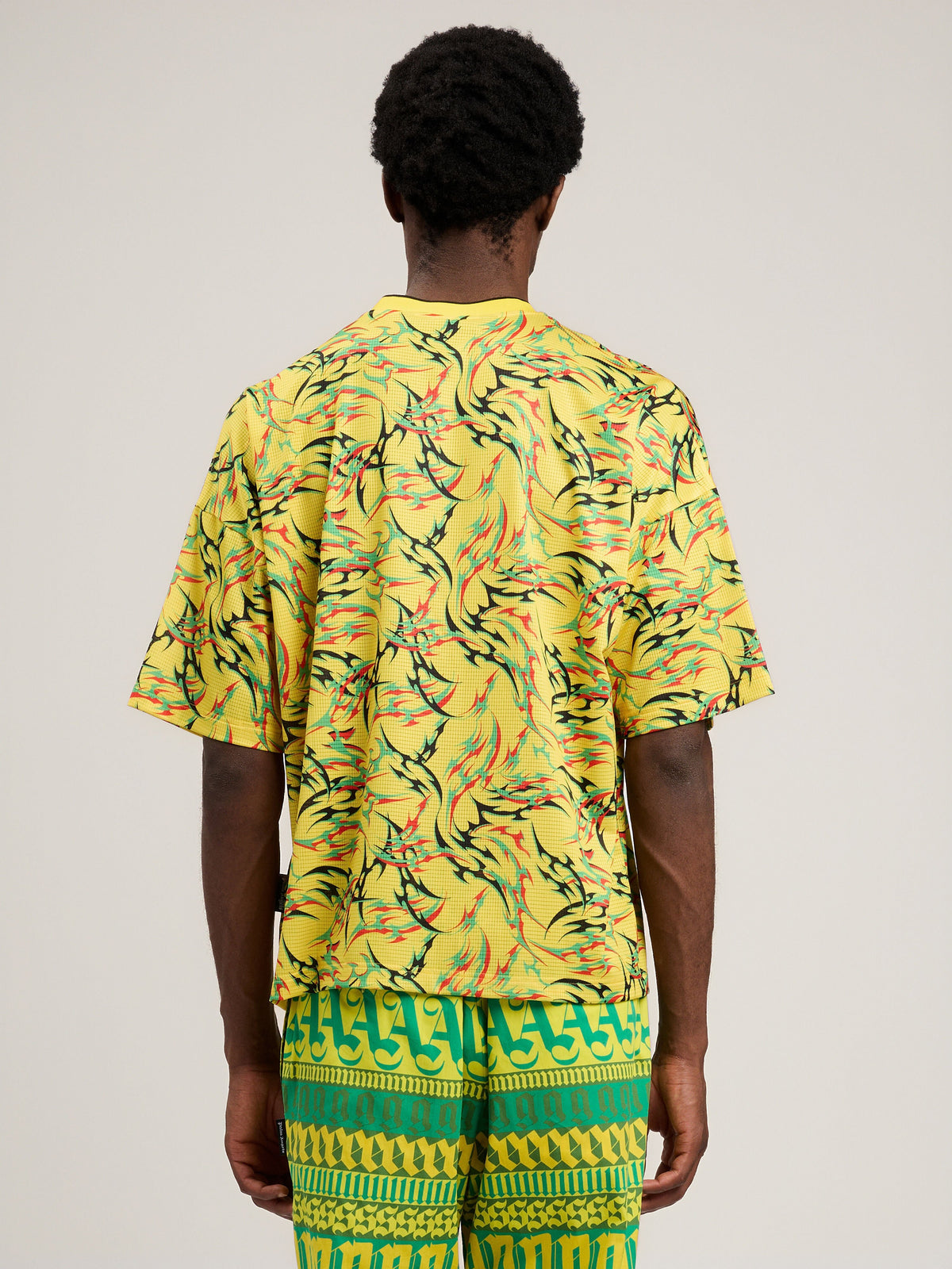 PALM ANGELS Tribal Allover Palm Sport T-Shirt YELLOW OFF WHITE PMAA10NS26FAB001
