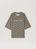 PALM ANGELS Camo Allover Palm Sport T-Shirt BROWN OFF WHITE PMAA10NS26FAB002