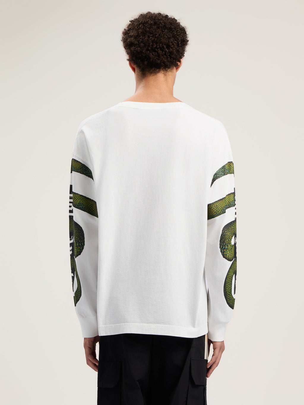 PALM ANGELS Snake Box Logo Long Sleeve T-Shirt OFF WHITE - GREEN PMAB058F25JER002