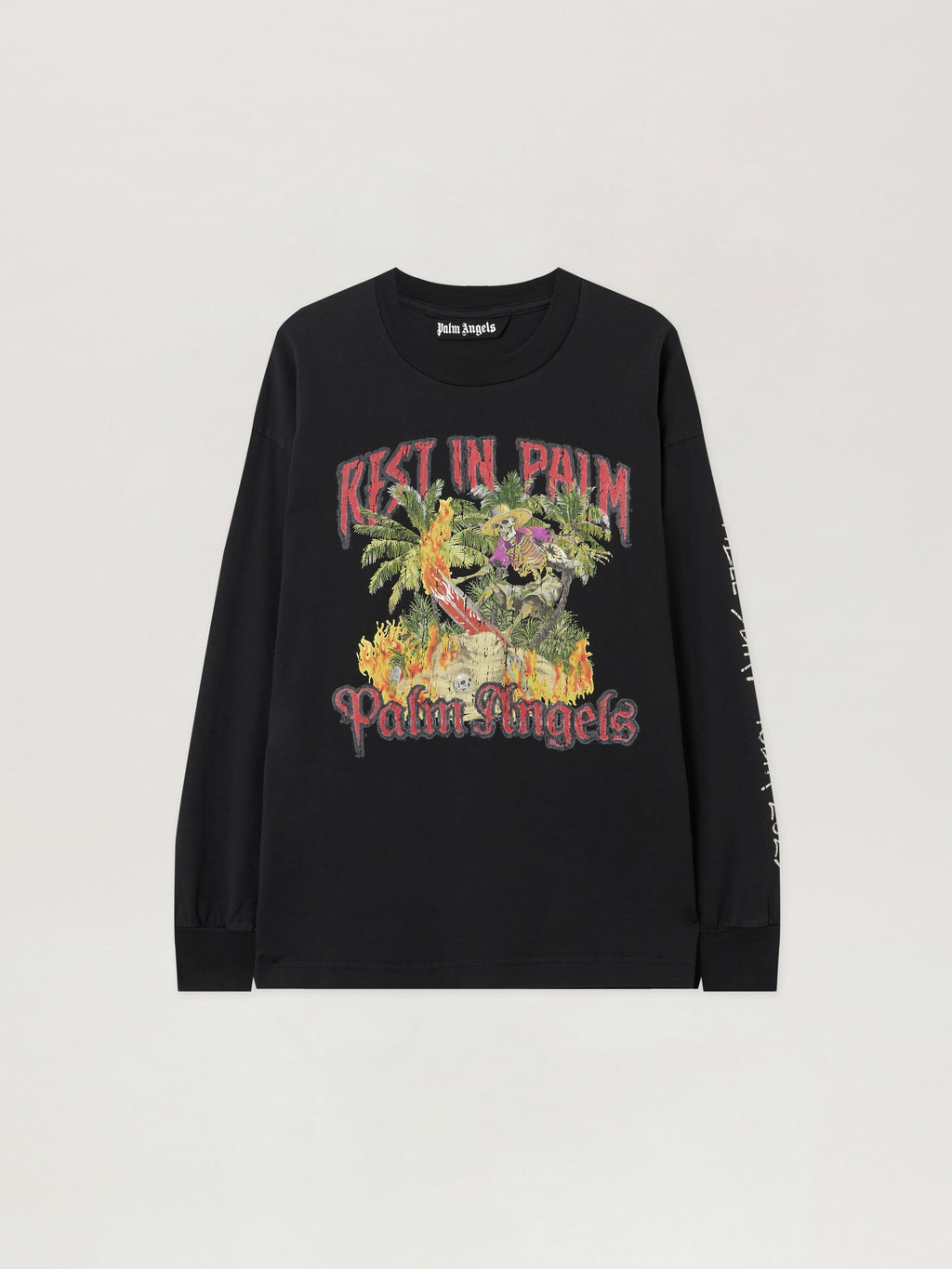 PALM ANGELS Rest In Palm Long Sleeve T-Shirt BLACK - MULTICOLOR PMAB058F25JER004