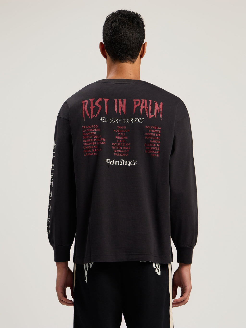 PALM ANGELS Rest In Palm Long Sleeve T-Shirt BLACK - MULTICOLOR PMAB058F25JER004