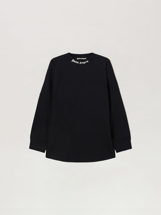 PALM ANGELS Classic Logo Long-Sleeved Over T-Shirt BLACK OFF WHITE PMAB059S26JER001