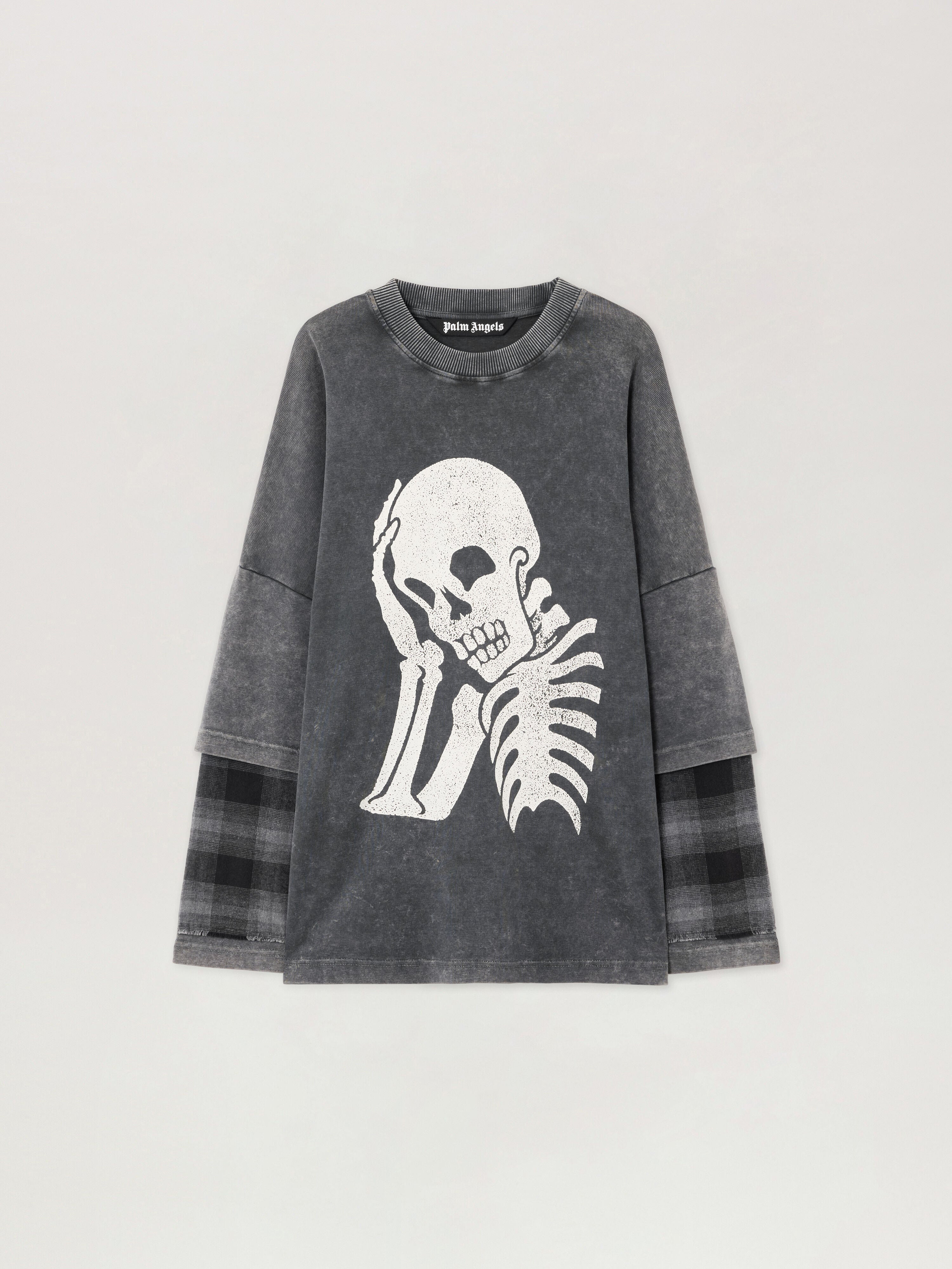 PALM ANGELS Skull Double Long-Sleeved Shirt BLACK OFF WHITE PMAB05ES26JER001