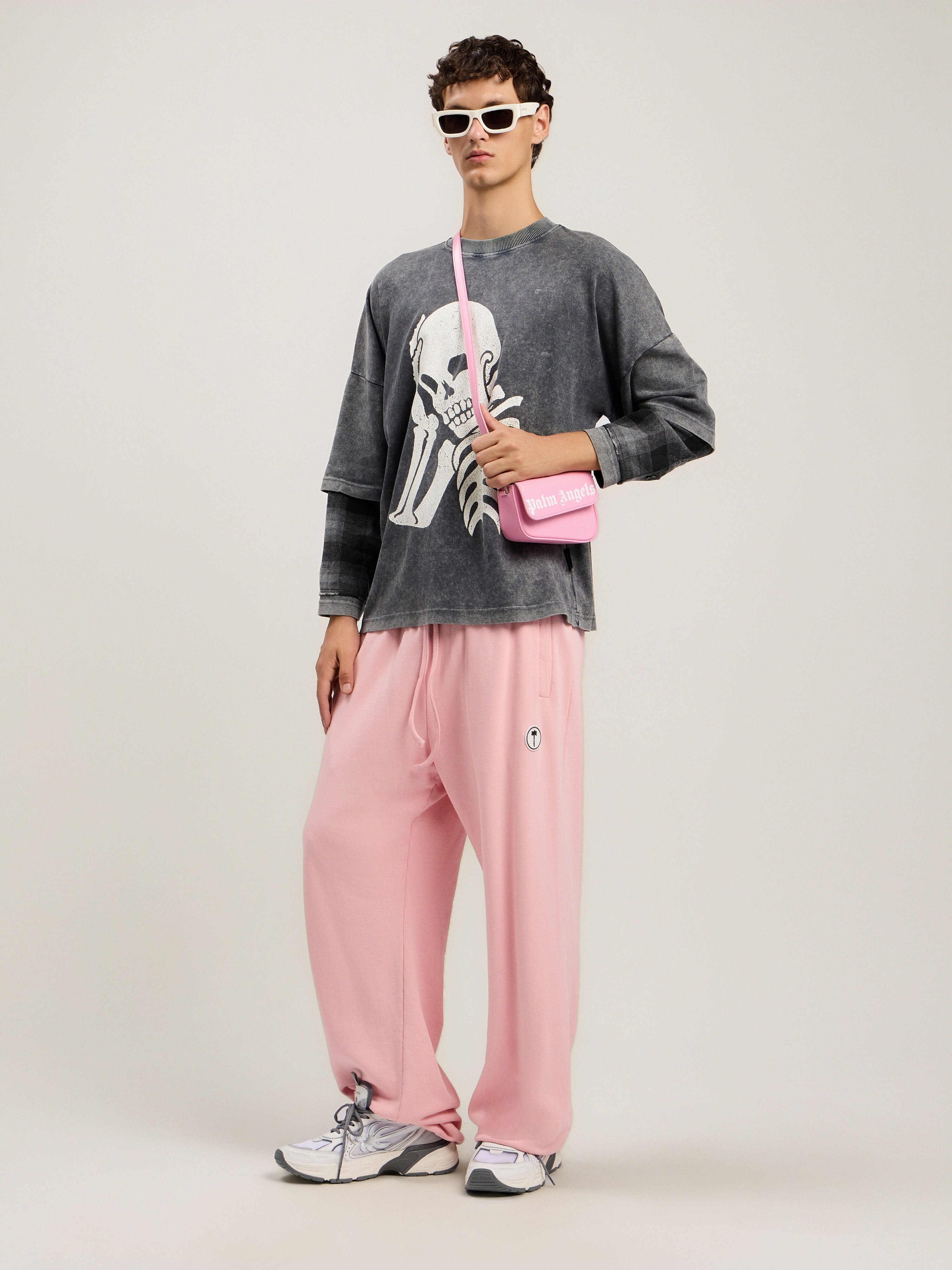 PALM ANGELS Skull Double Long-Sleeved Shirt BLACK OFF WHITE PMAB05ES26JER001