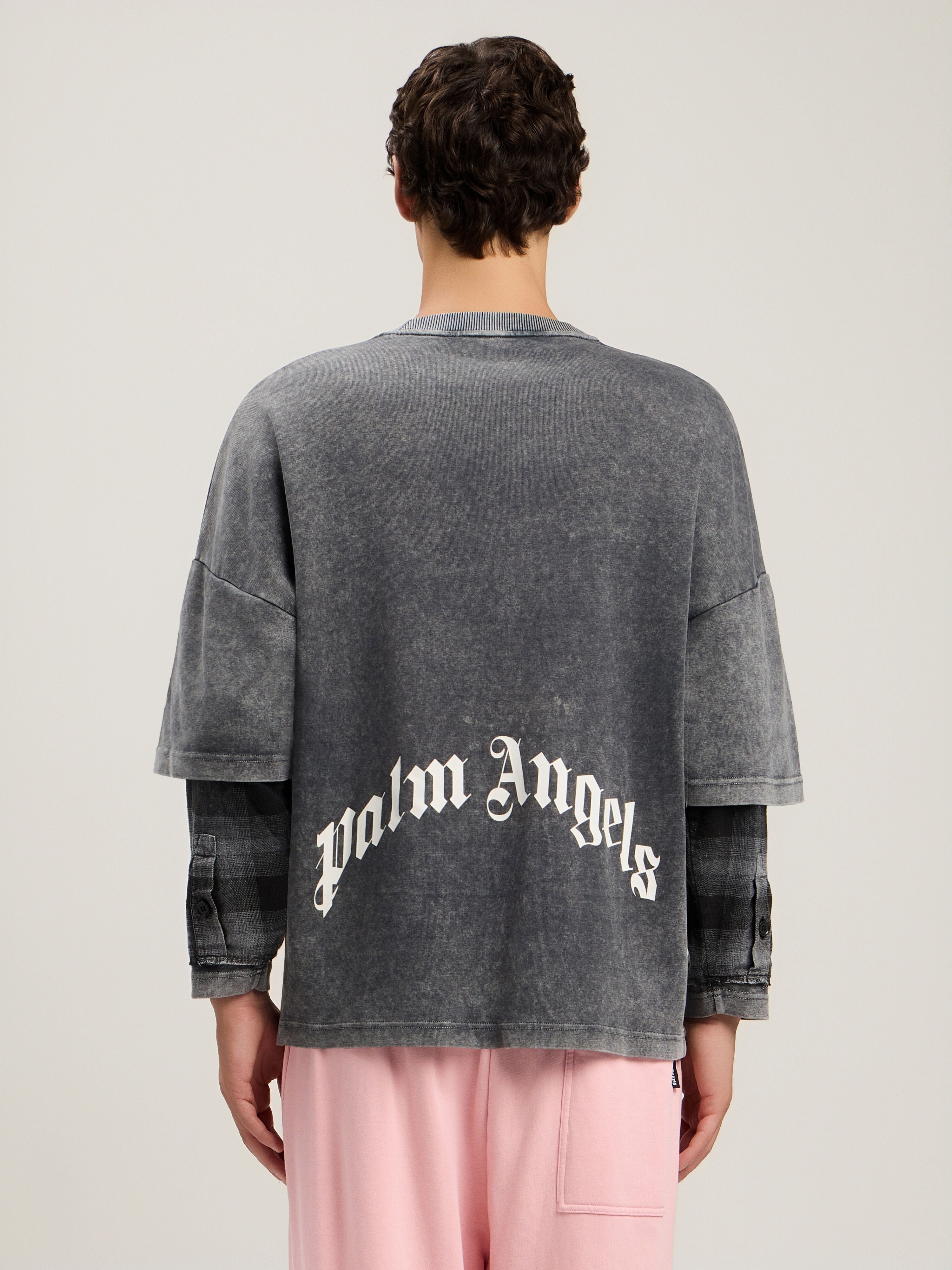 PALM ANGELS Skull Double Long-Sleeved Shirt BLACK OFF WHITE PMAB05ES26JER001