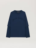 PALM ANGELS Curved Logo Double Long-Sleeved T-shirt NAVY BLUE NAVY BLUE PMAB05KS26JER001