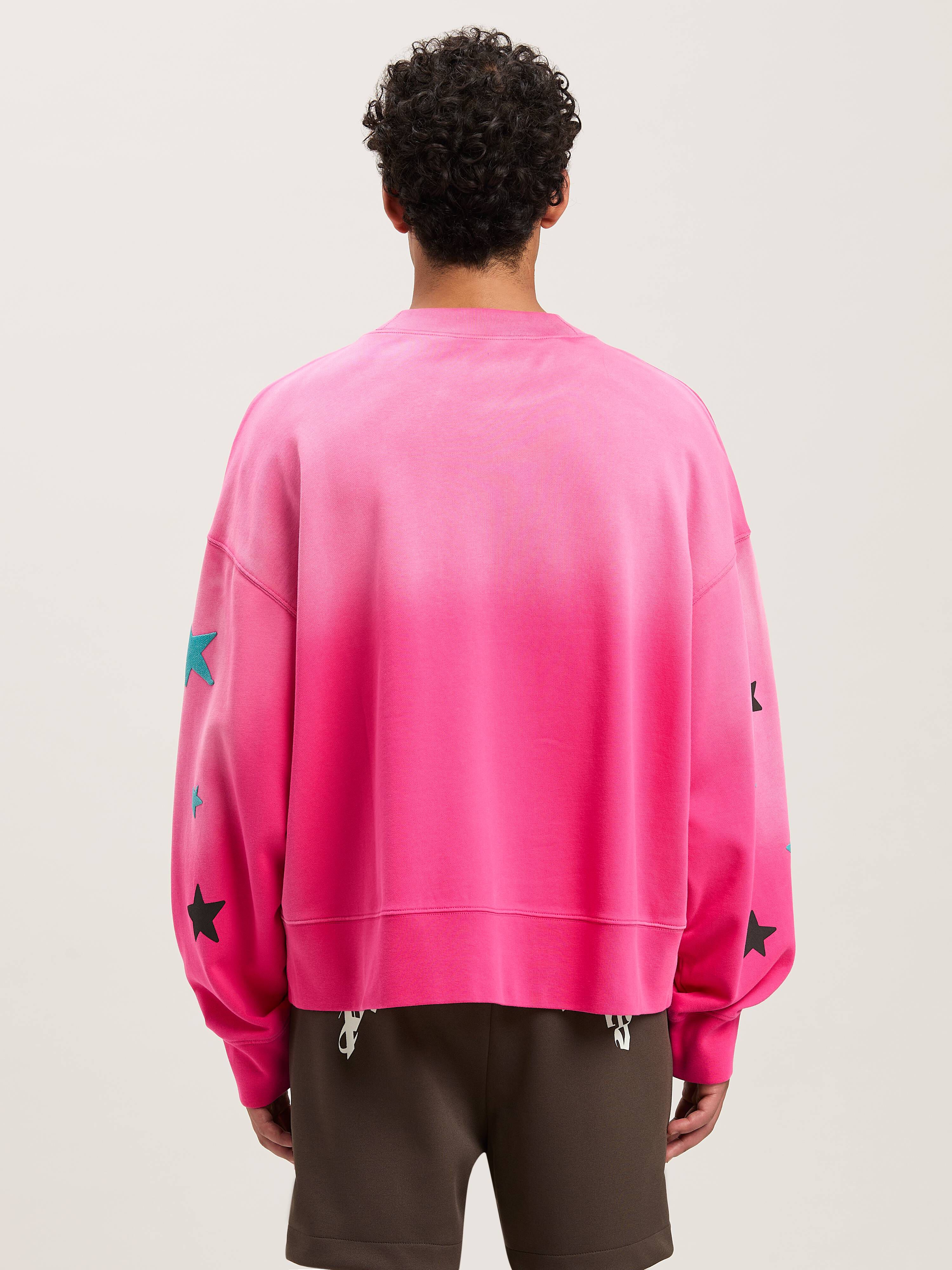 PALM ANGELS  PARADISE PALM CREW FUCHSIA - OFF WHITE PMBA026S25FLE001