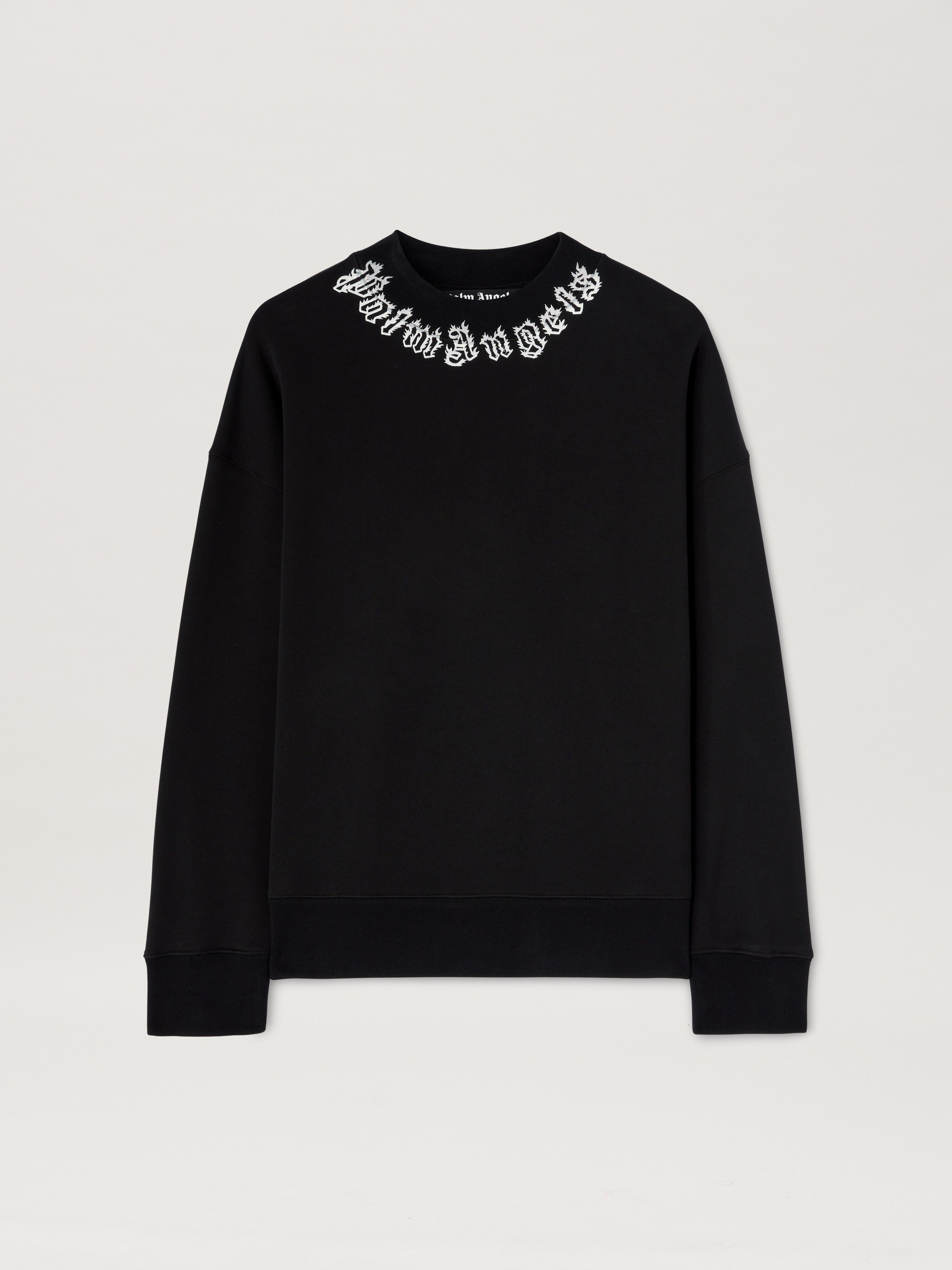 PALM ANGELS  NECK LOGO CREW BLACK - OFF WHITE PMBA026S25FLE002