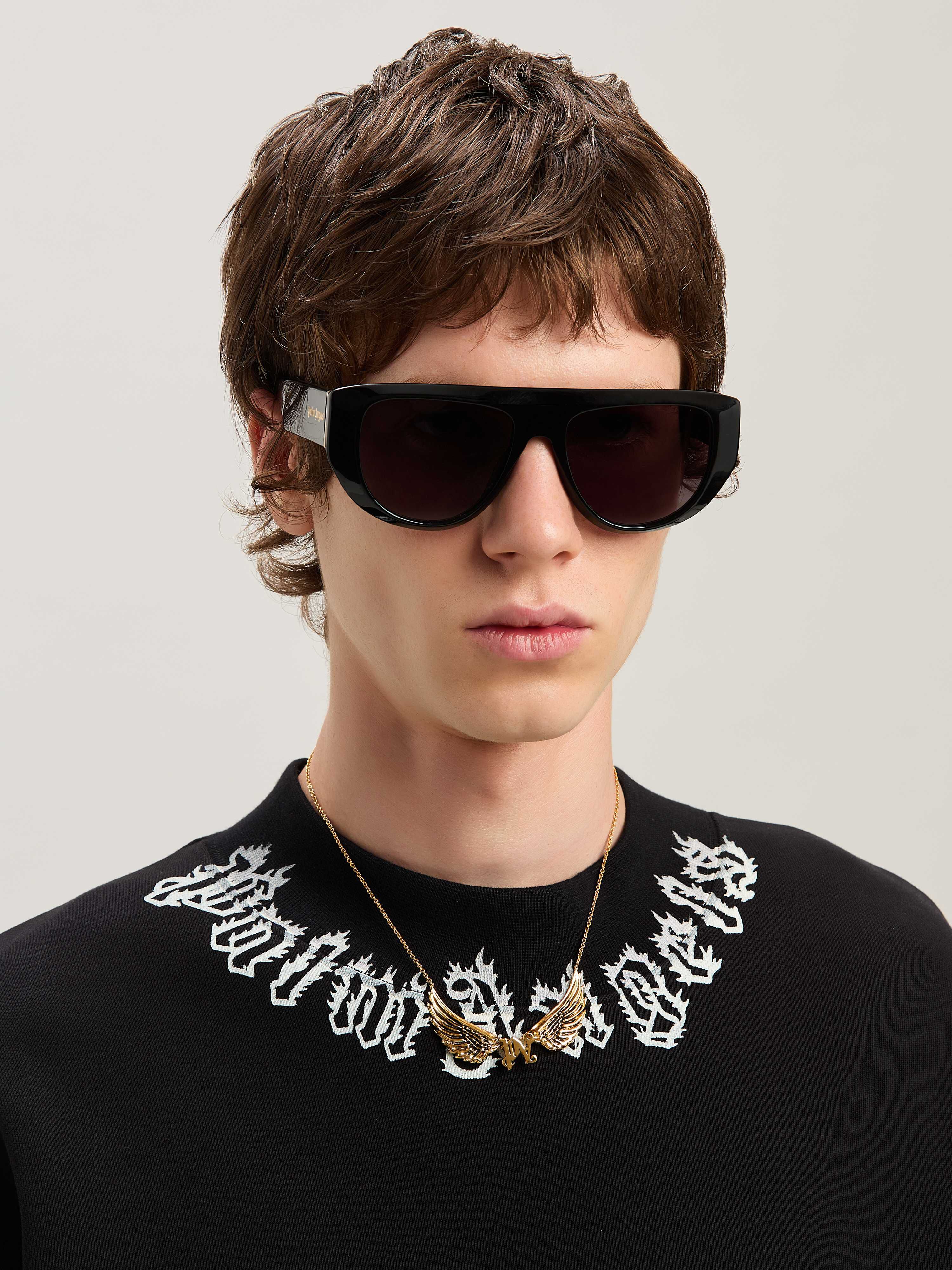 PALM ANGELS  NECK LOGO CREW BLACK - OFF WHITE PMBA026S25FLE002