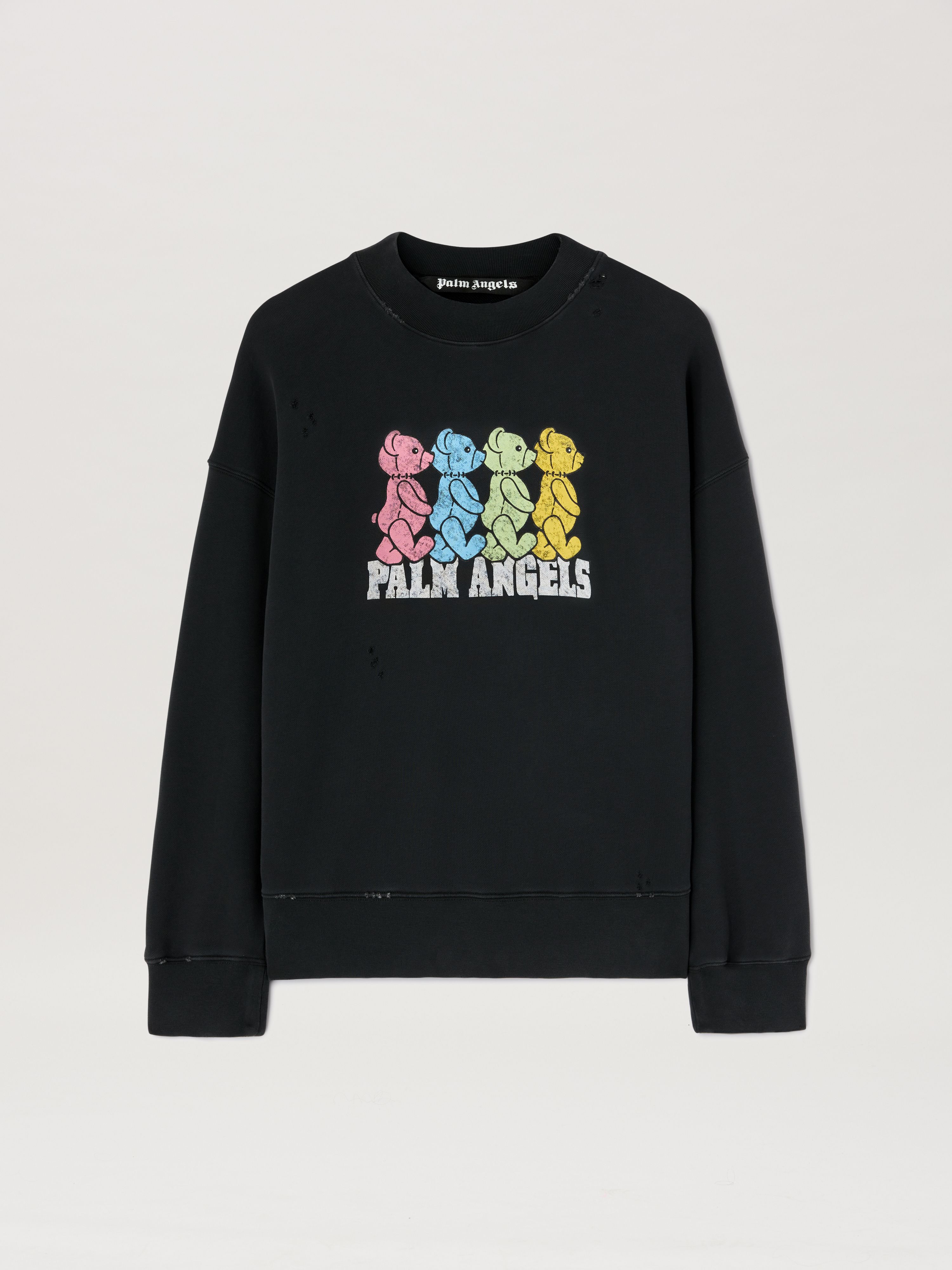 PALM ANGELS  CROSSROADS BEARS CREW BLACK - MULTICOLOR PMBA026S25FLE004
