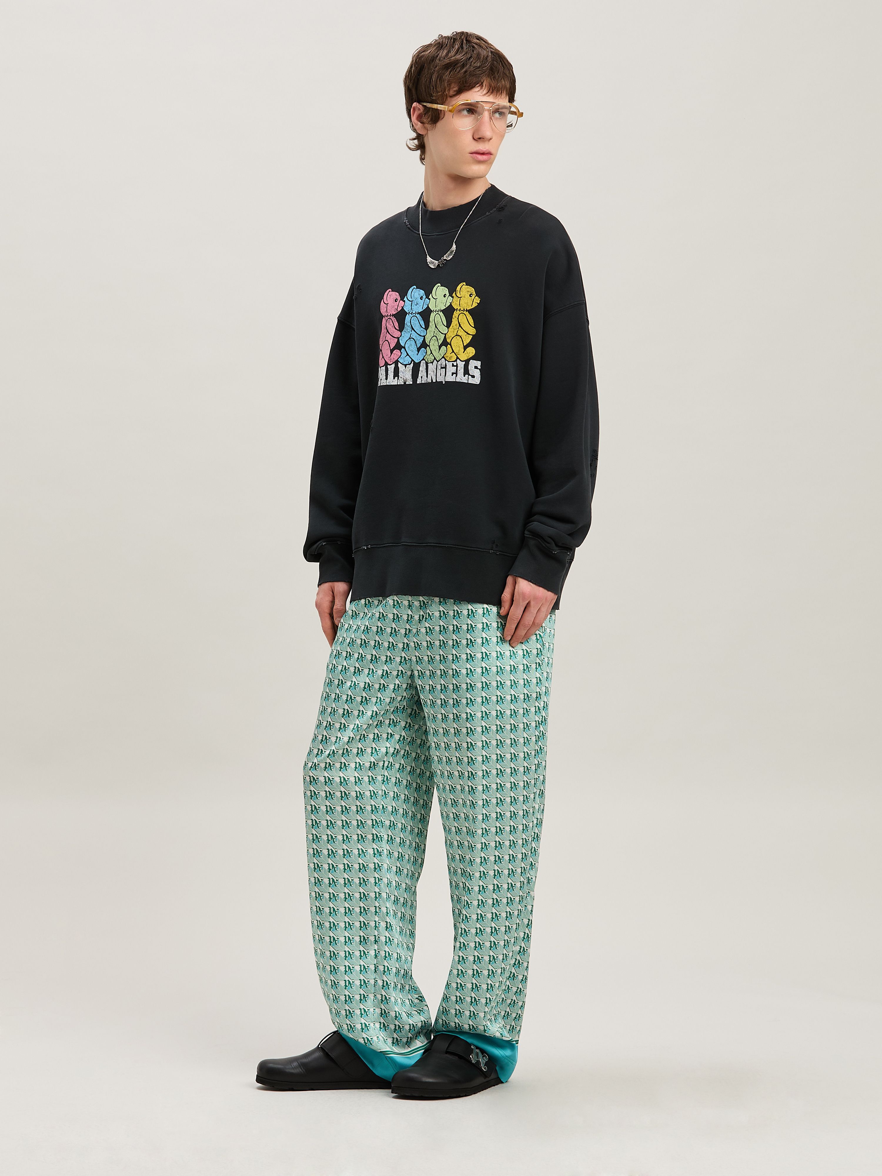 PALM ANGELS  CROSSROADS BEARS CREW BLACK - MULTICOLOR PMBA026S25FLE004