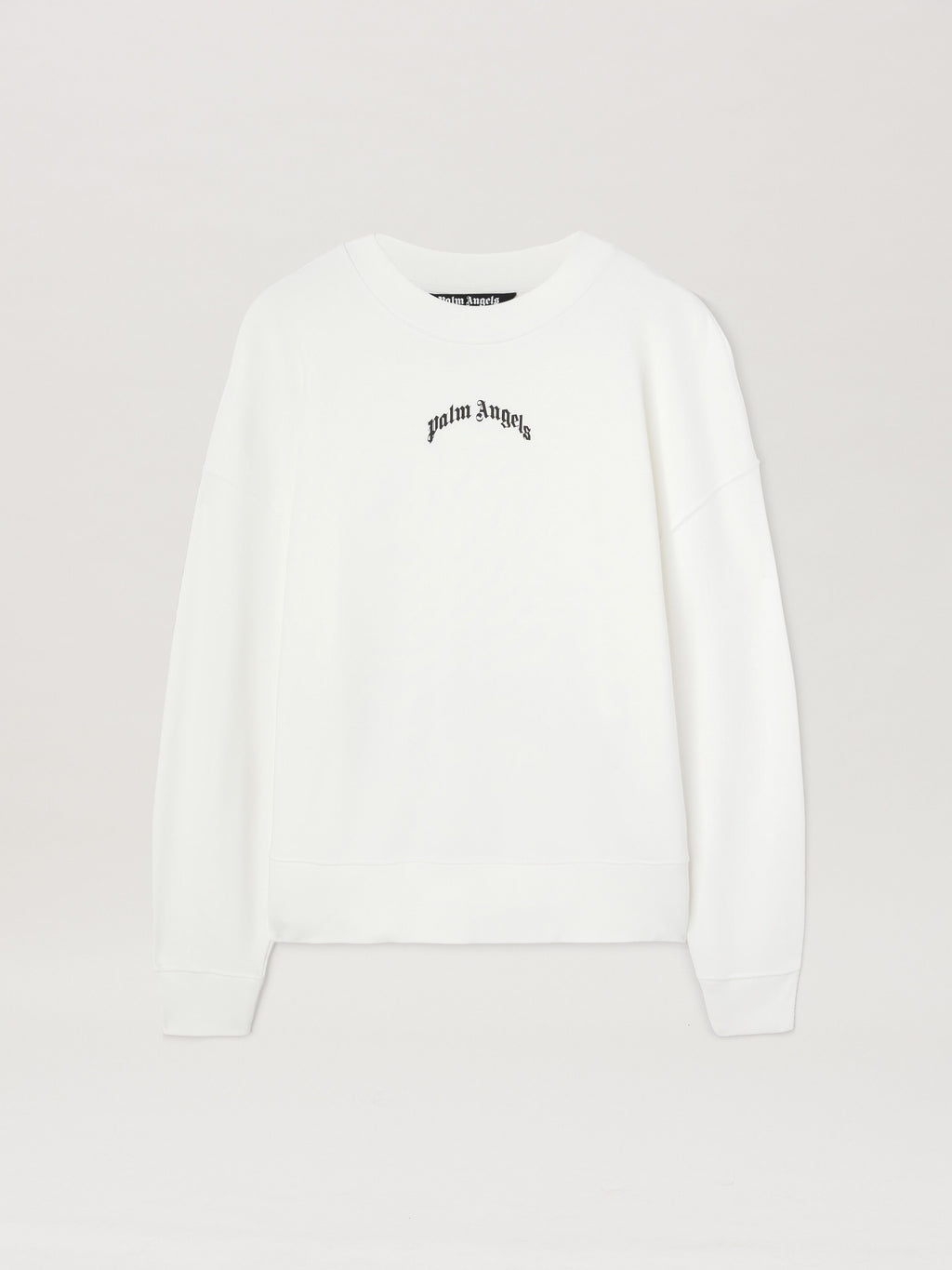 PALM ANGELS  BACK CURVED LOGO CREW OFF WHITE - BLACK PMBA080S25FLE001