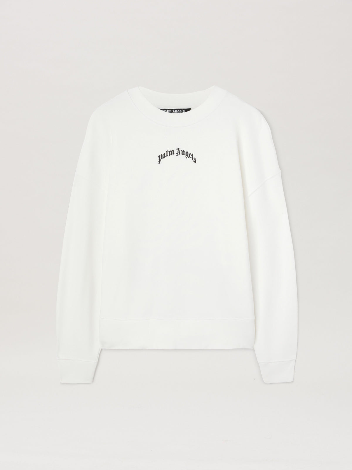 PALM ANGELS  BACK CURVED LOGO CREW OFF WHITE - BLACK PMBA080S25FLE001