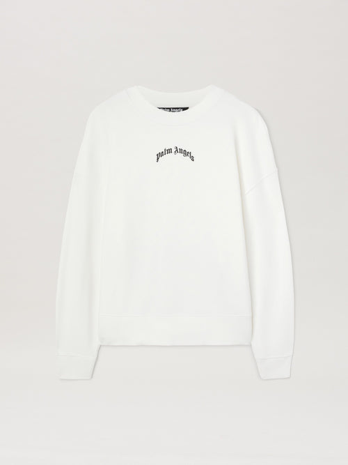 PALM ANGELS  BACK CURVED LOGO CREW OFF WHITE - BLACK PMBA080S25FLE001