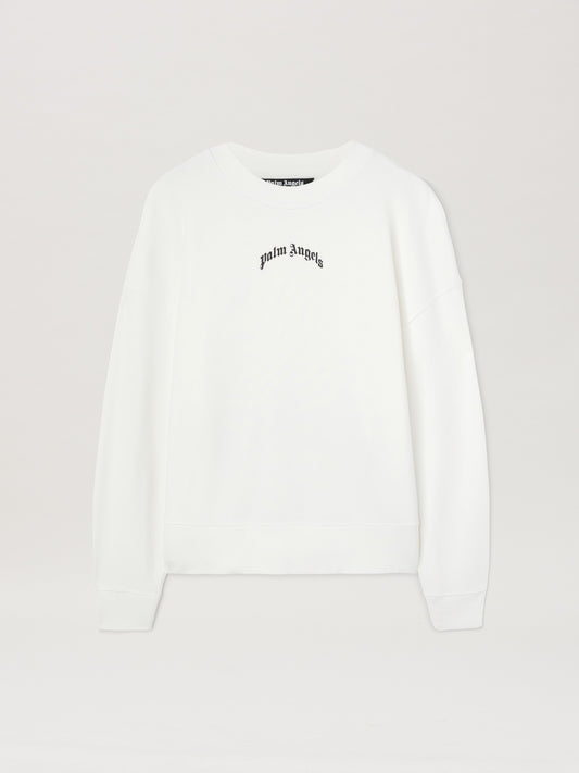 PALM ANGELS  BACK CURVED LOGO CREW OFF WHITE - BLACK PMBA080S25FLE001