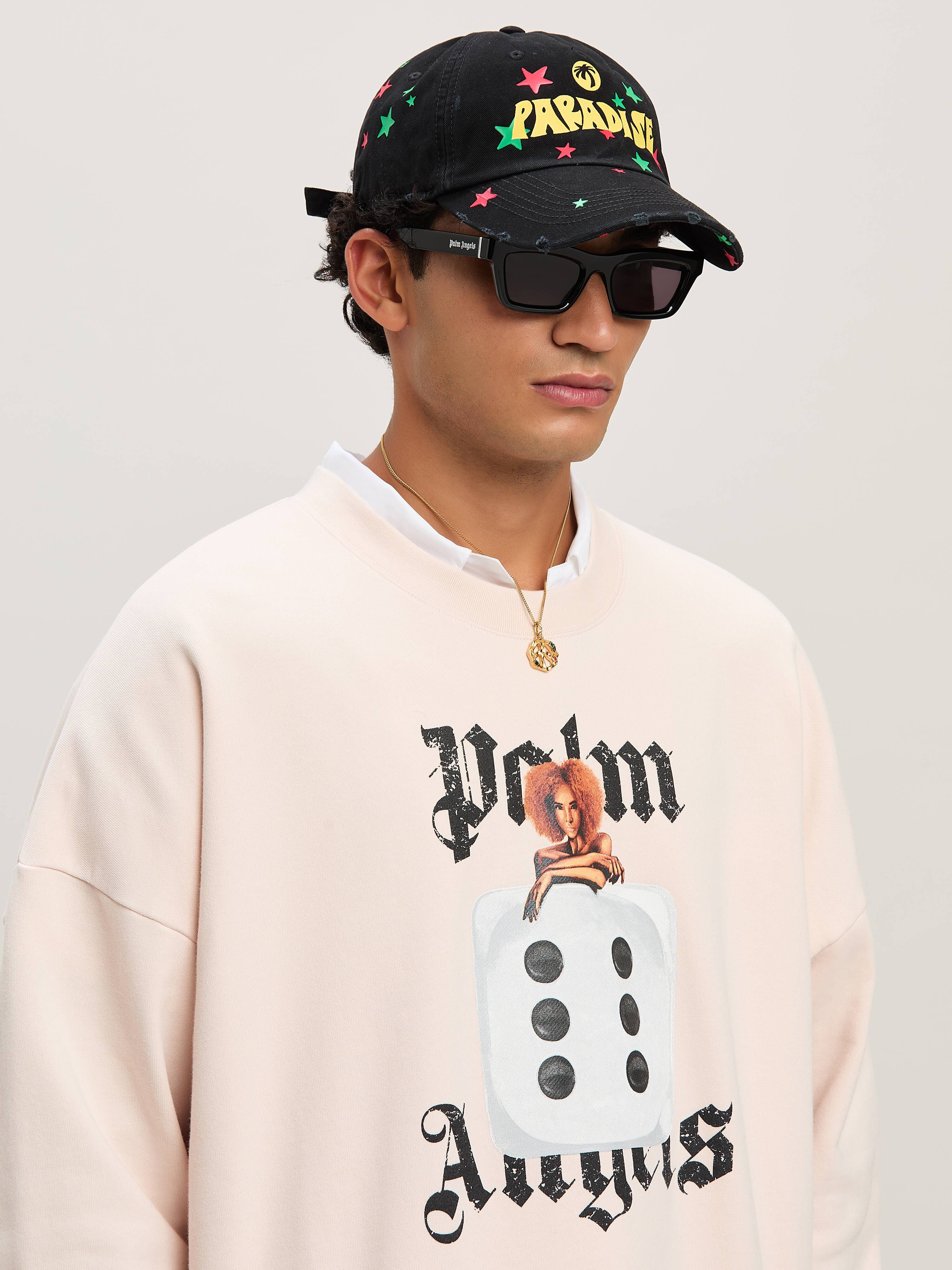 PALM ANGELS  HOLLY PIN UP CREW SOFT PINK - BLACK PMBA080S25FLE003