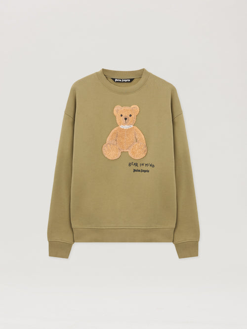 PALM ANGELS Bear In Mind Crewneck Sweatshirt ARMY GREEN - BROWN PMBA08HF25FLE004