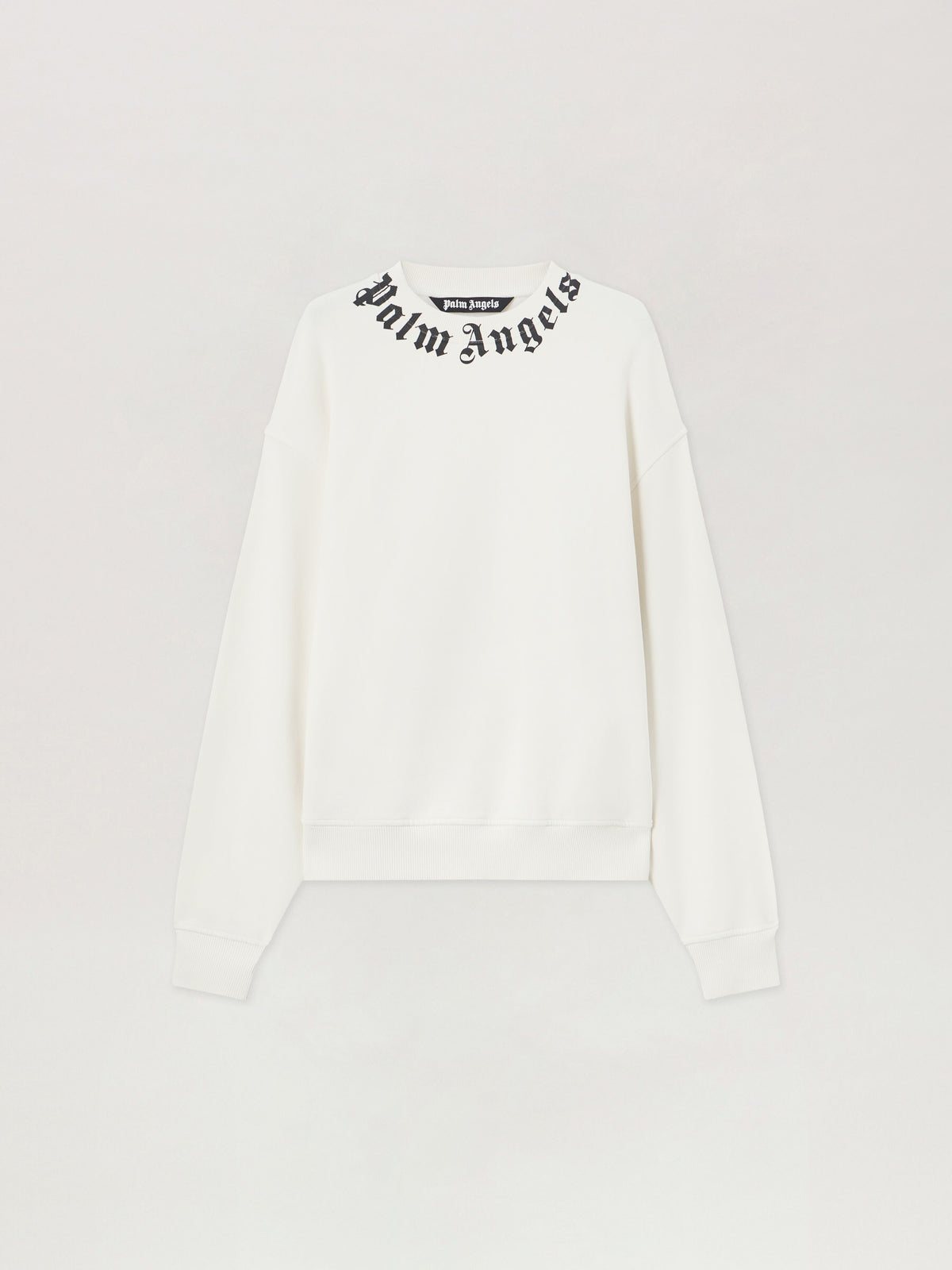 PALM ANGELS Neck Logo Sweatshirt OFF WHITE BLACK PMBA08HS26FLE004