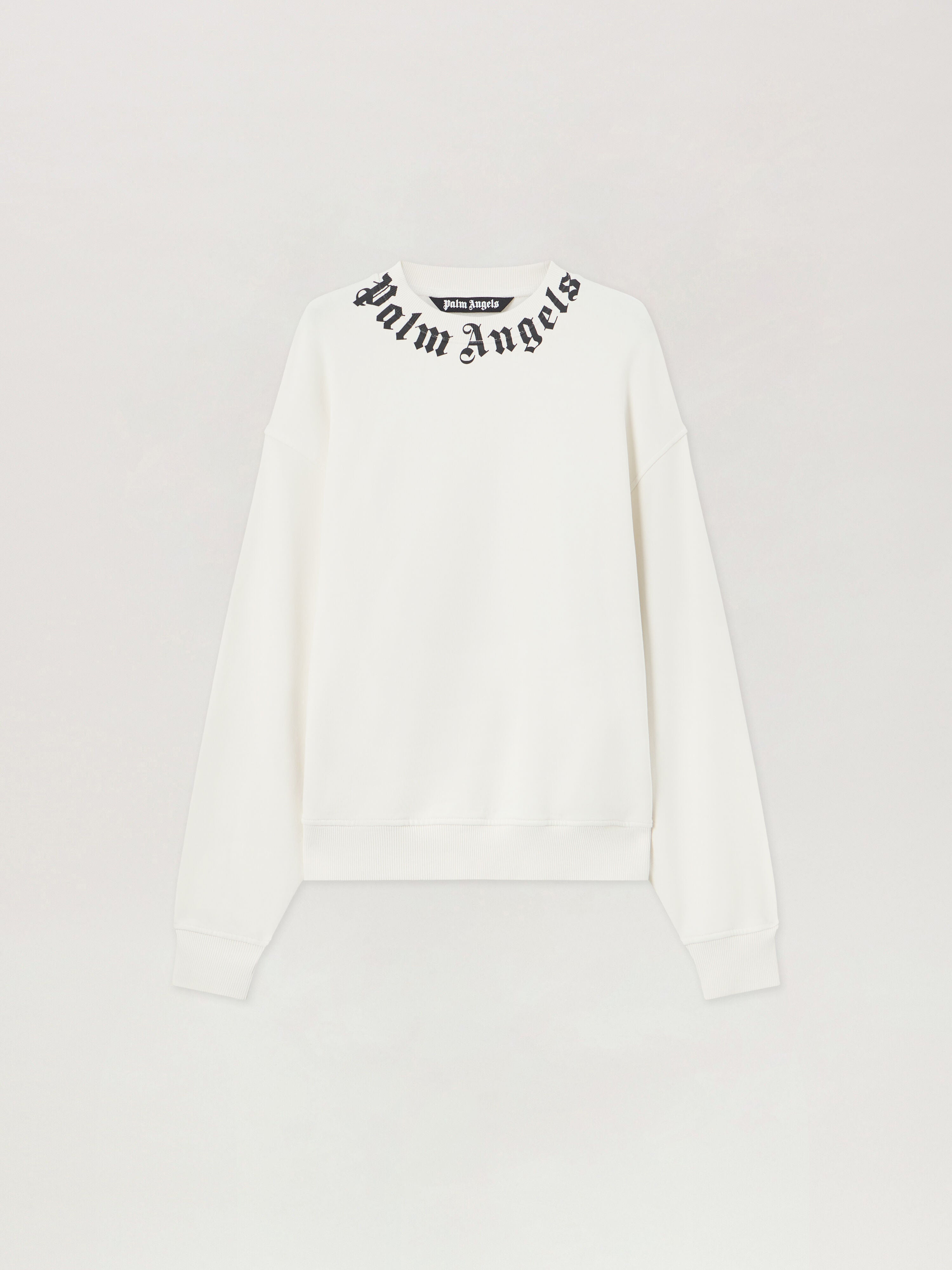 PALM ANGELS Neck Logo Sweatshirt OFF WHITE BLACK PMBA08HS26FLE004