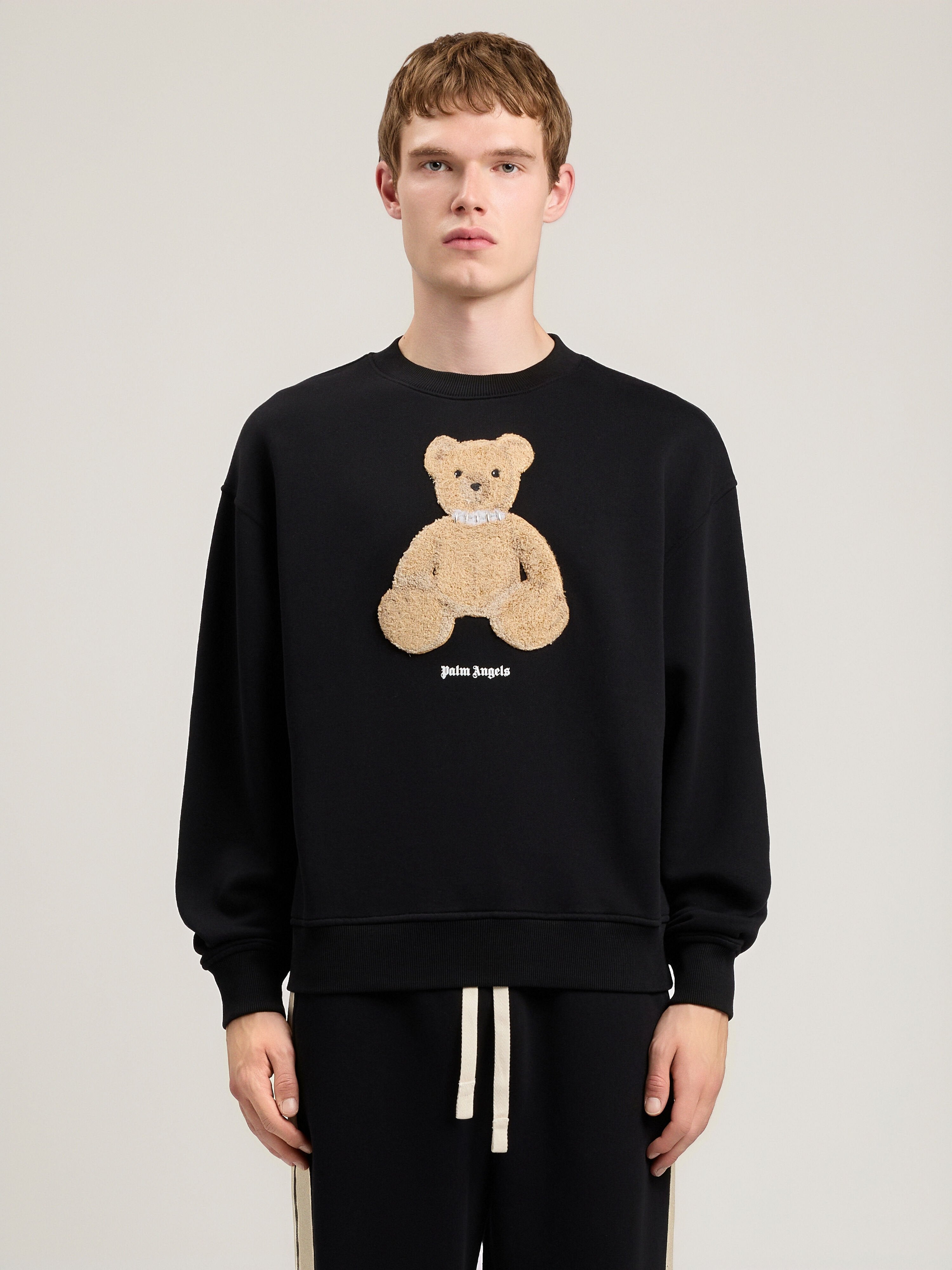 PALM ANGELS Bear Sweatshirt BLACK BROWN PMBA08HS26FLE009
