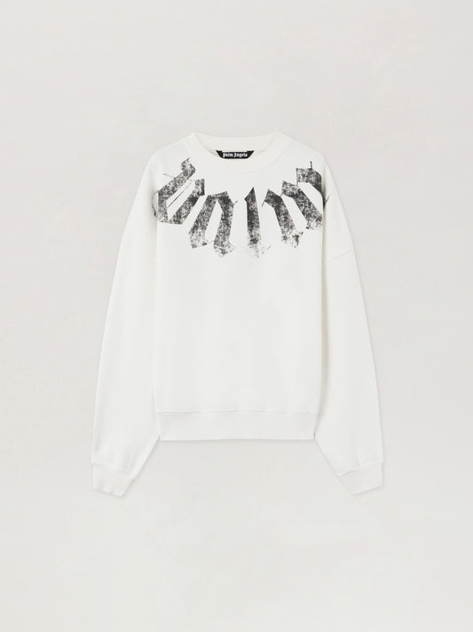 PALM ANGELS Big Neck Logo Loose Sweatshirt OFF WHITE BLACK PMBA08JS26FLE001
