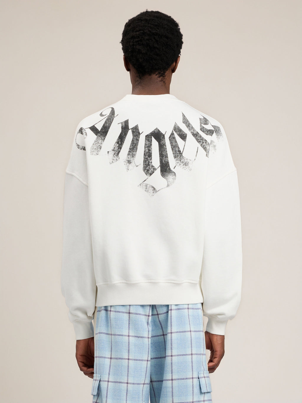 PALM ANGELS Big Neck Logo Loose Sweatshirt OFF WHITE BLACK PMBA08JS26FLE001