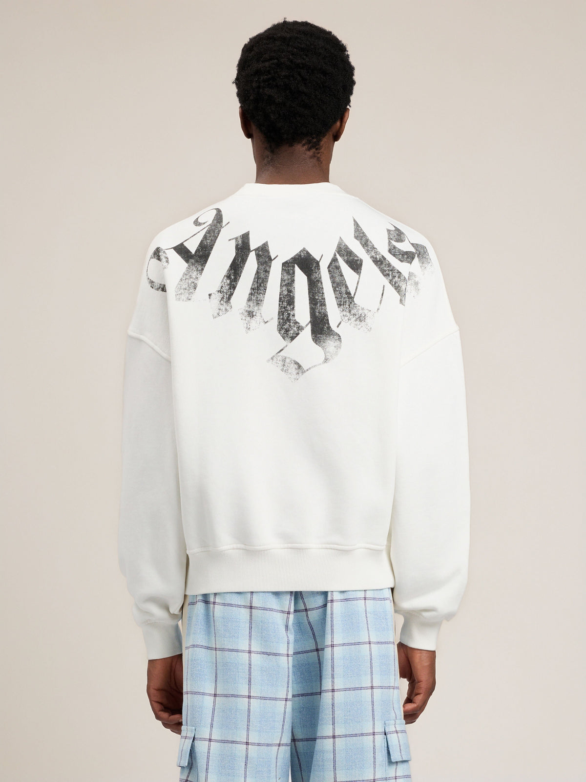 PALM ANGELS Big Neck Logo Loose Sweatshirt OFF WHITE BLACK PMBA08JS26FLE001