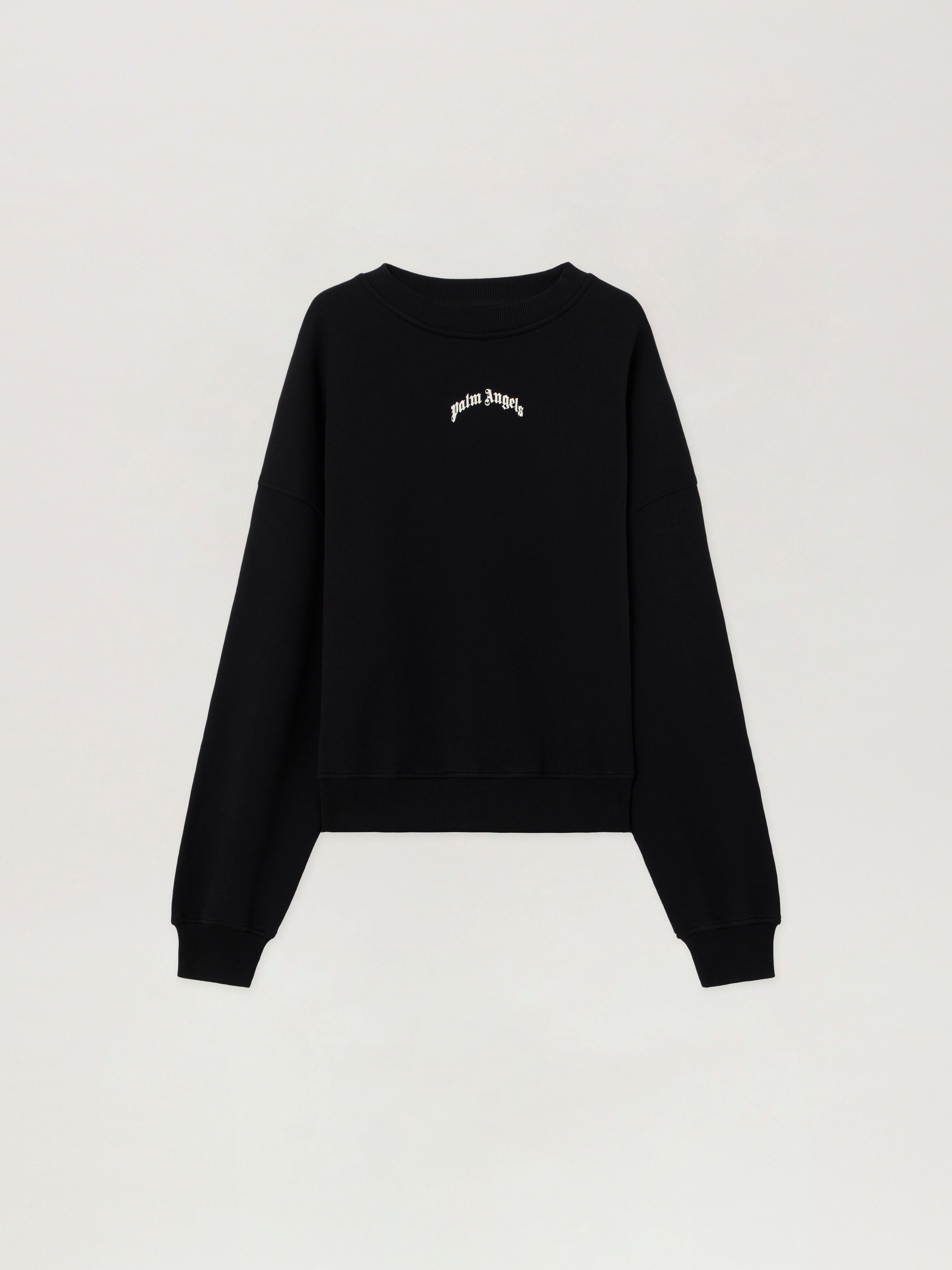 PALM ANGELS Back Curved Logo Loose Sweatshirt BLACK OFF WHITE PMBA08JS26FLE004