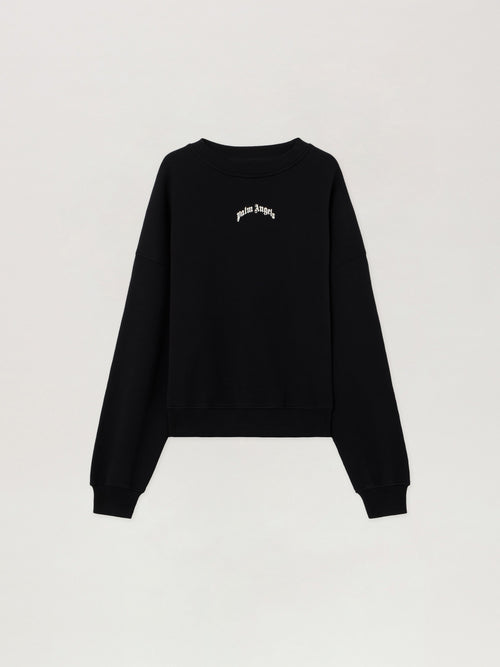 PALM ANGELS Back Curved Logo Loose Sweatshirt BLACK OFF WHITE PMBA08JS26FLE004