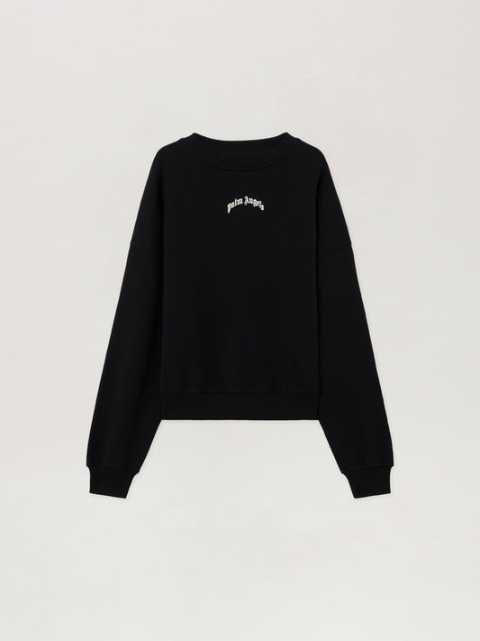 PALM ANGELS Back Curved Logo Loose Sweatshirt BLACK OFF WHITE PMBA08JS26FLE004