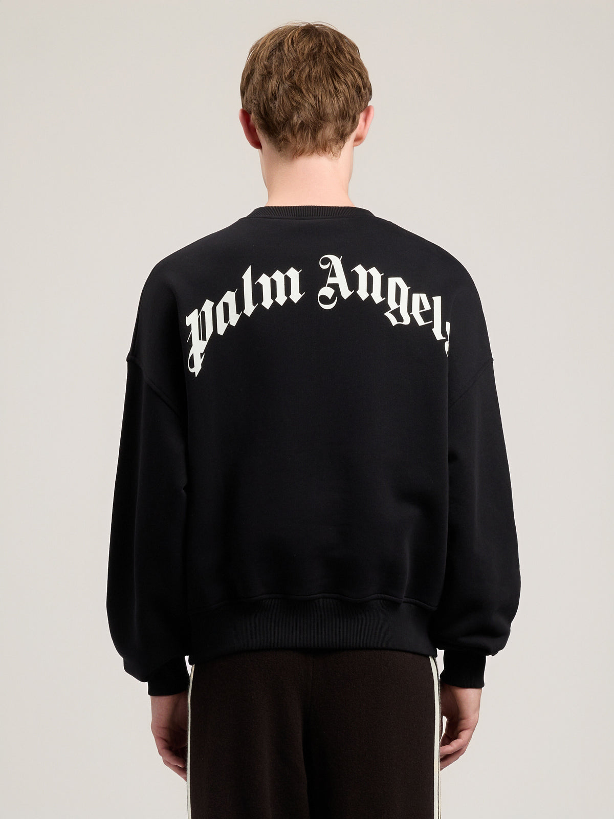 PALM ANGELS Back Curved Logo Loose Sweatshirt BLACK OFF WHITE PMBA08JS26FLE004