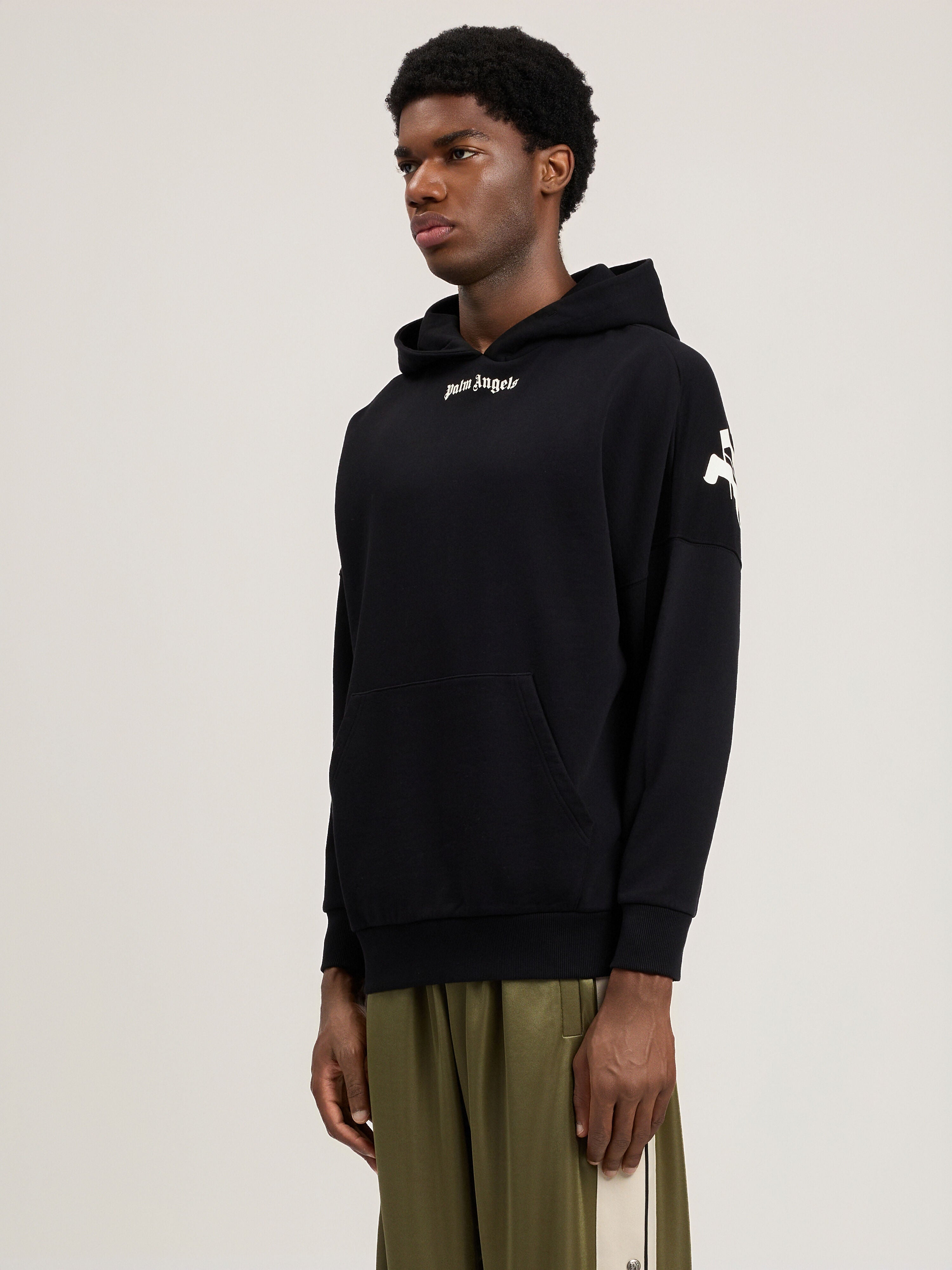 PALM ANGELS Classic Logo Over Hoodie BLACK OFF WHITE PMBB036S26FLE001