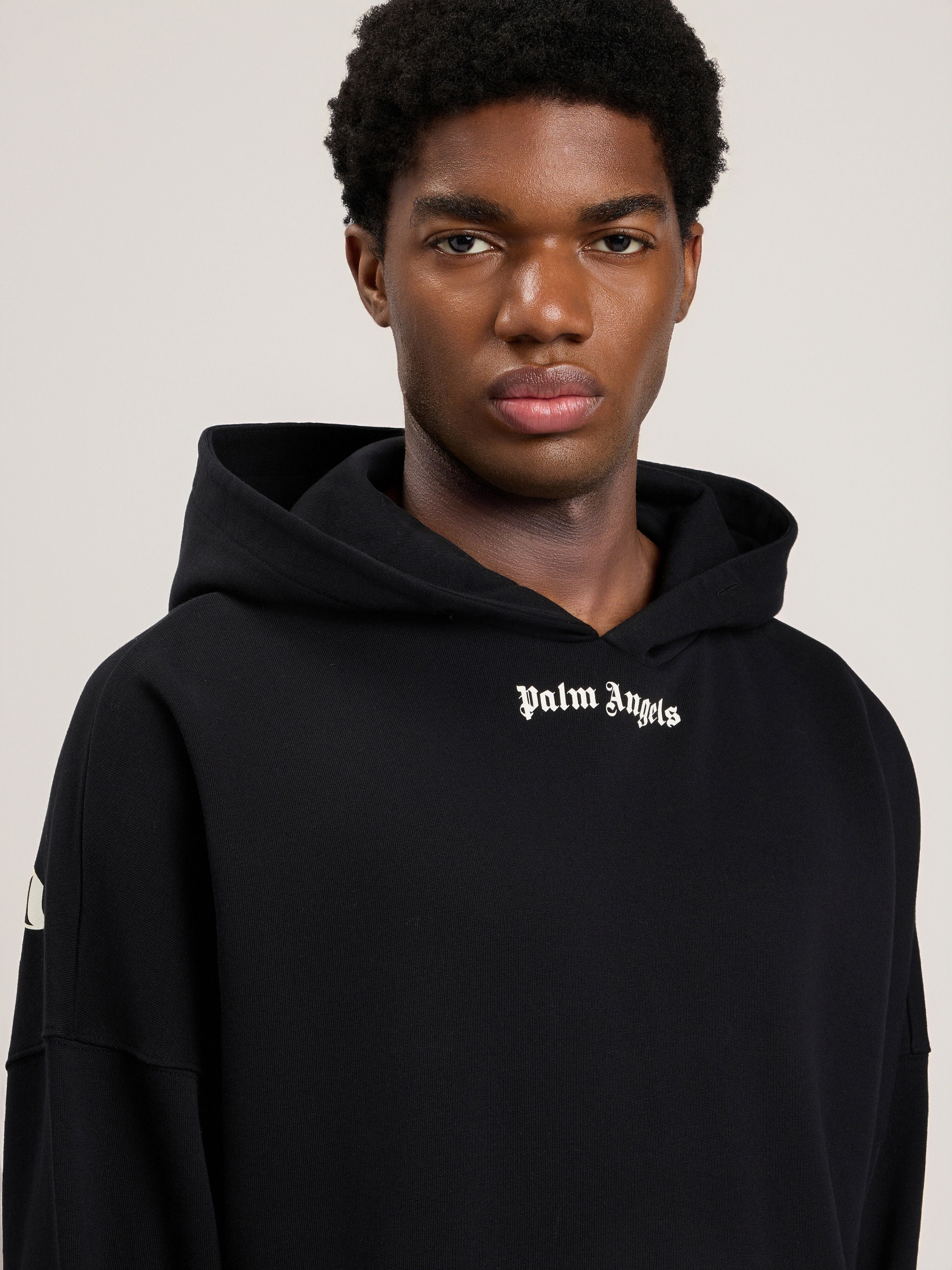 PALM ANGELS Classic Logo Over Hoodie BLACK OFF WHITE PMBB036S26FLE001